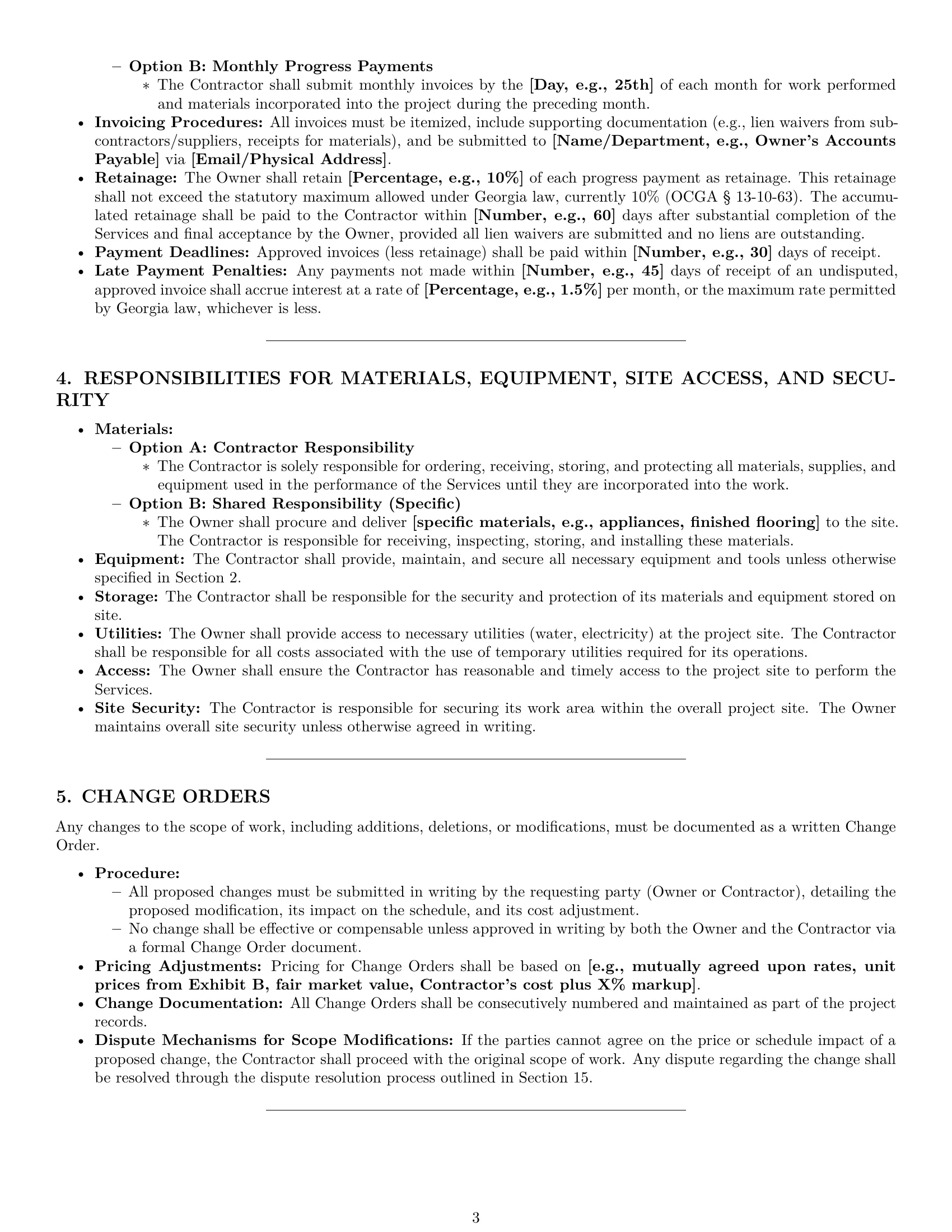 Preview page 3 of Pro Georgia construction independent contractor agreement template
