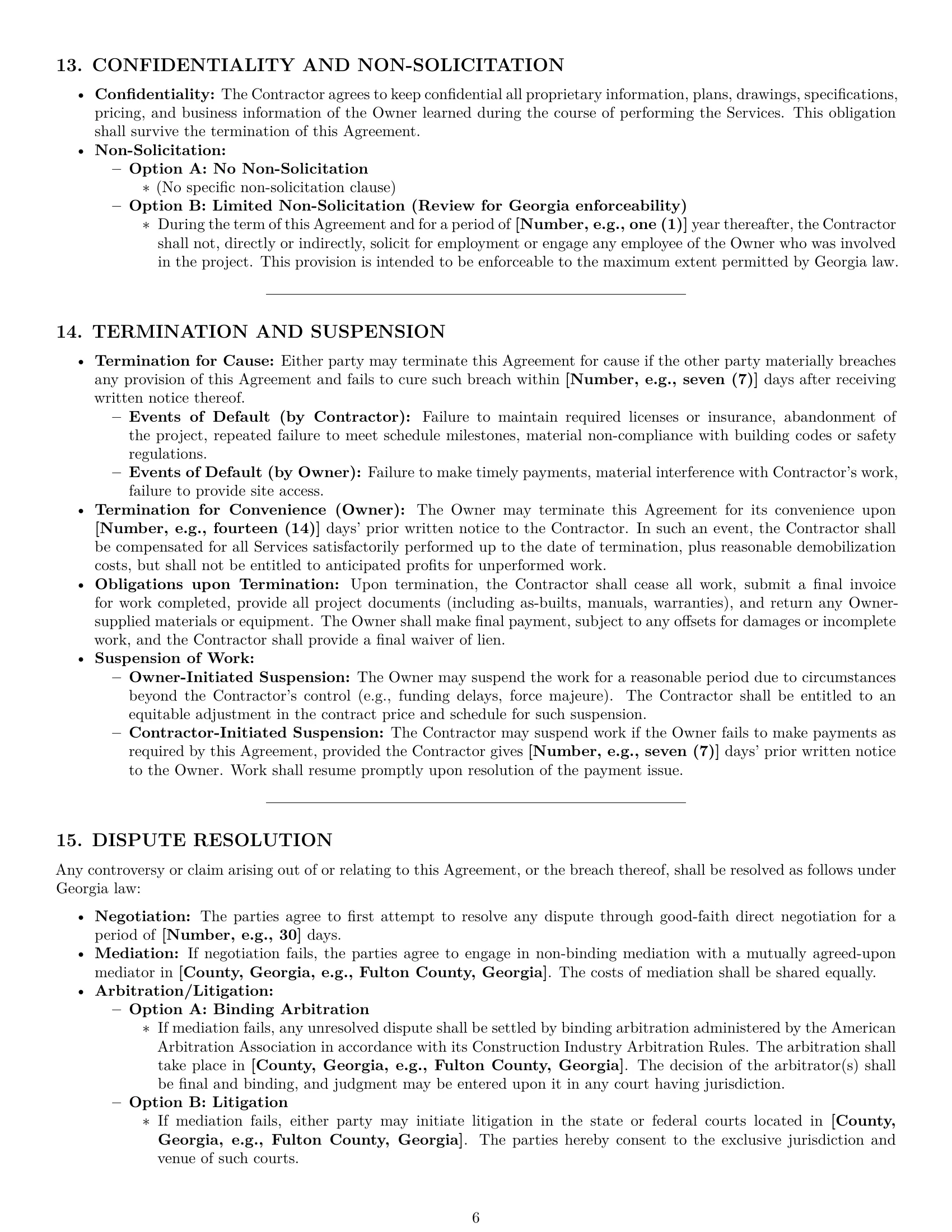 Preview page 6 of Pro Georgia construction independent contractor agreement template