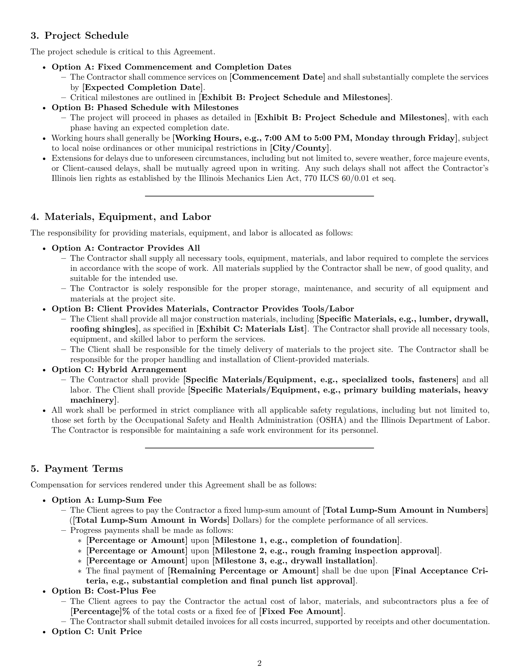 Preview page 2 of Pro Illinois construction independent contractor agreement template