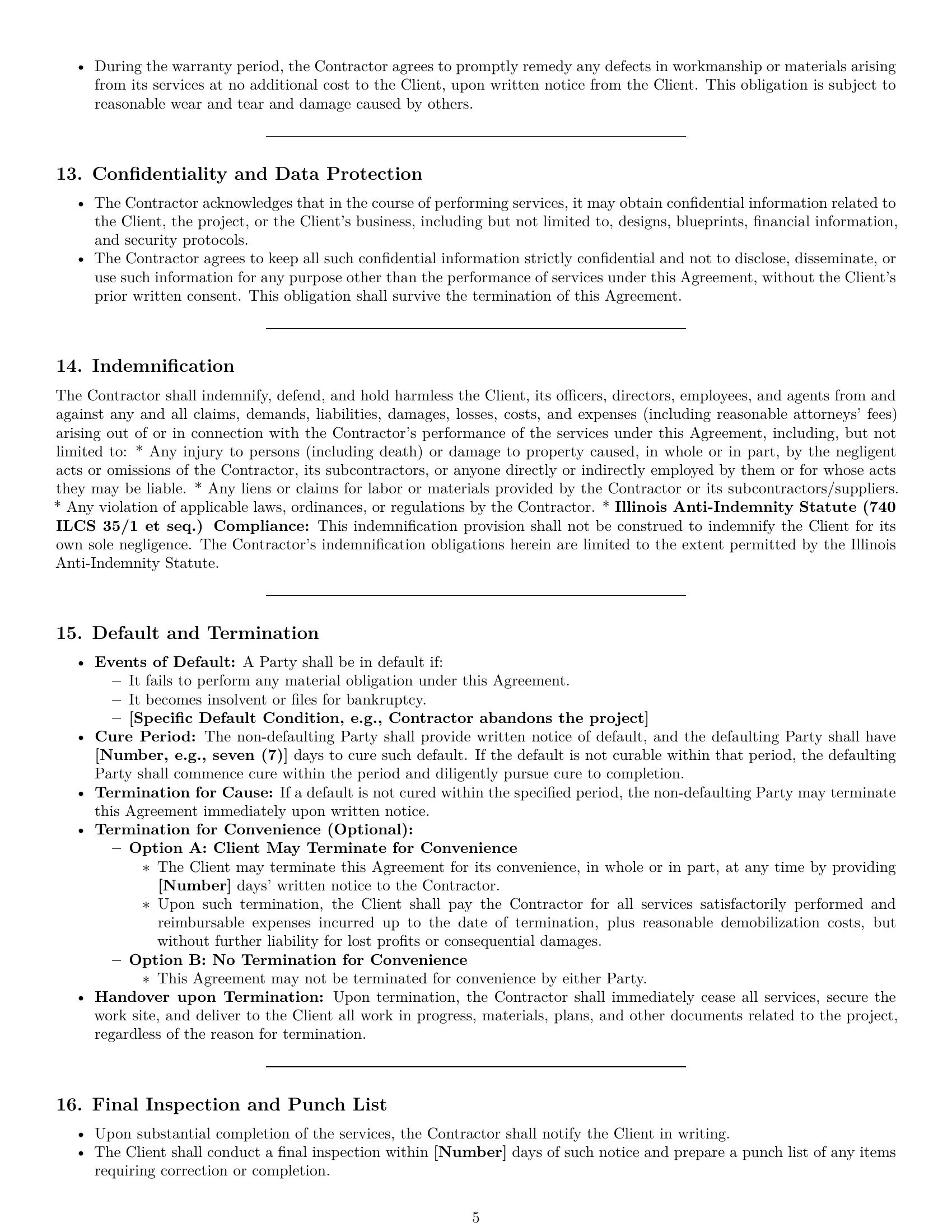 Preview page 5 of Pro Illinois construction independent contractor agreement template