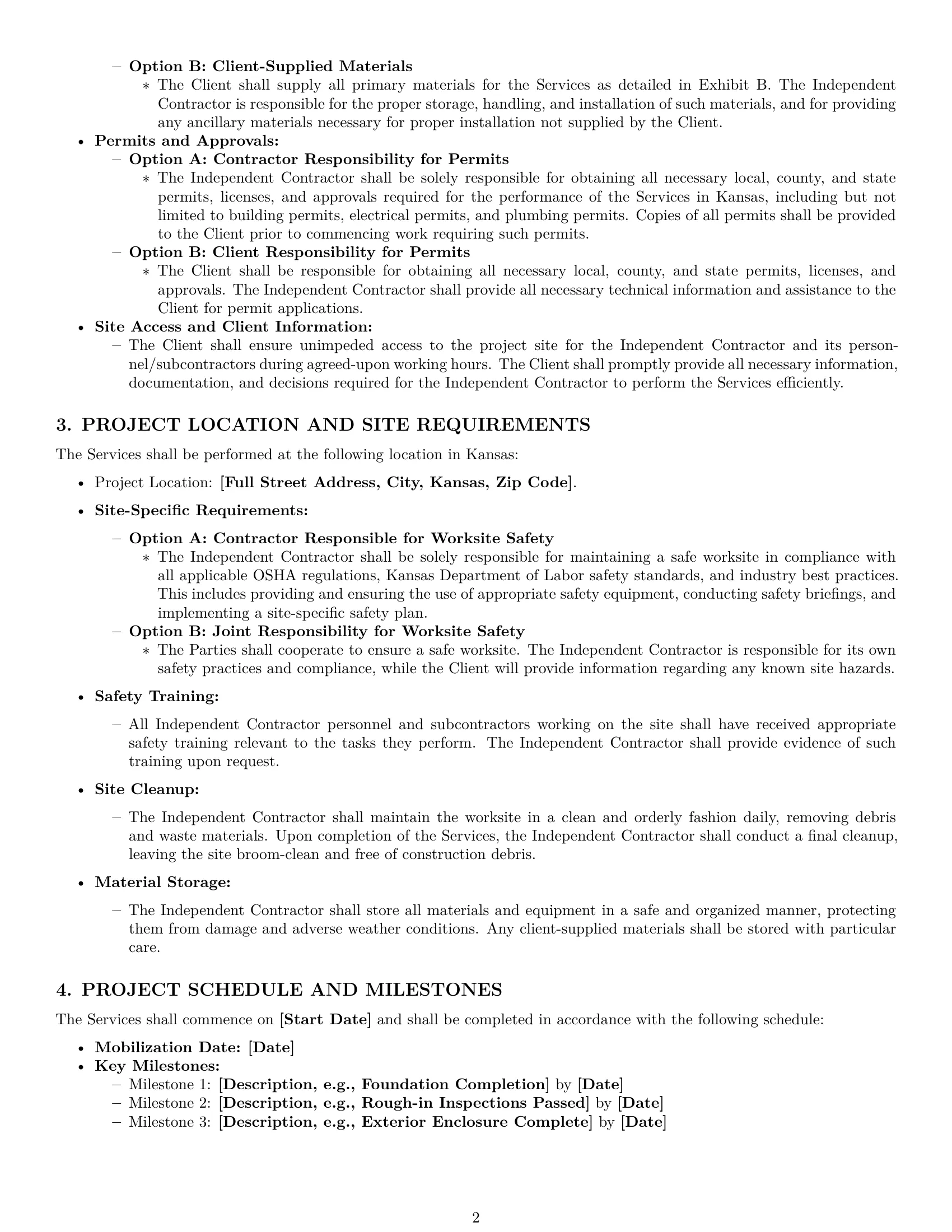Preview page 2 of Pro Kansas construction independent contractor agreement template