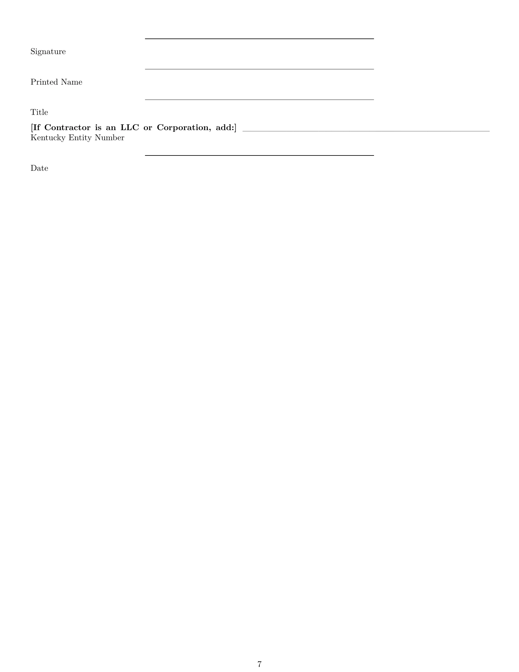 Preview page 7 of Pro Kentucky construction independent contractor agreement template