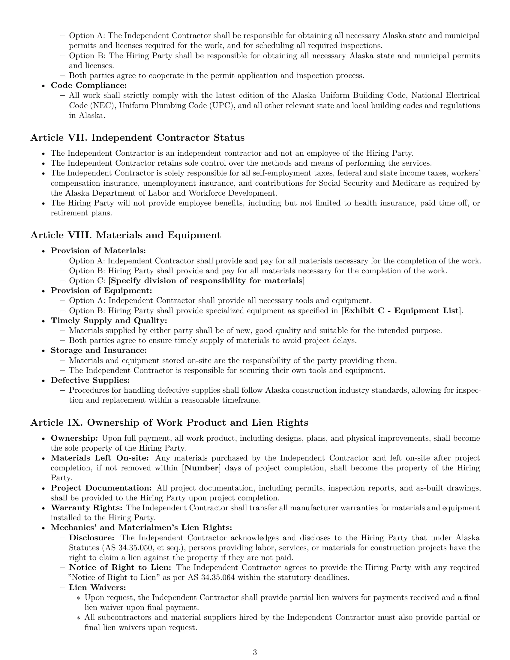 Preview page 3 of Pro Alaska construction independent contractor agreement template
