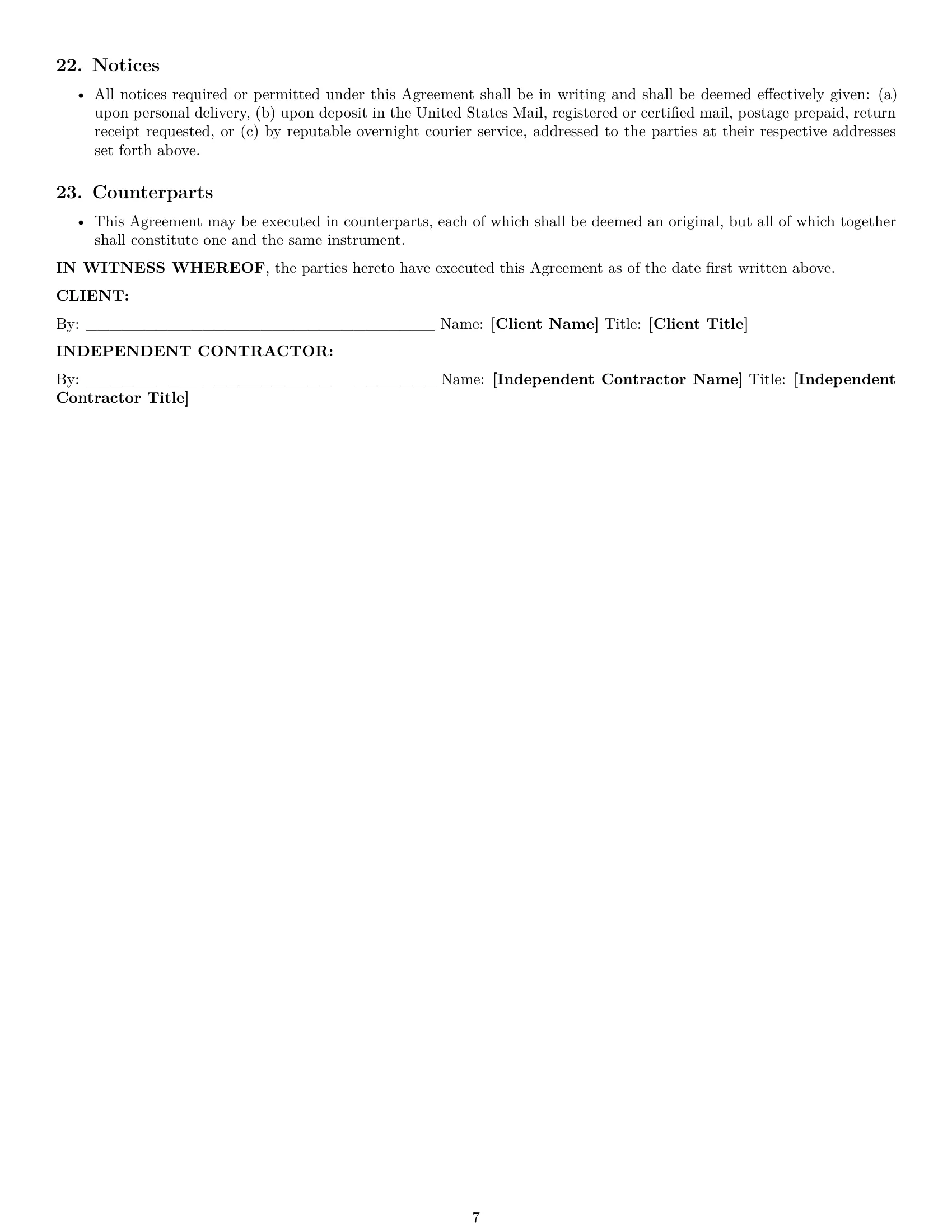 Preview page 7 of Pro Maryland construction independent contractor agreement template