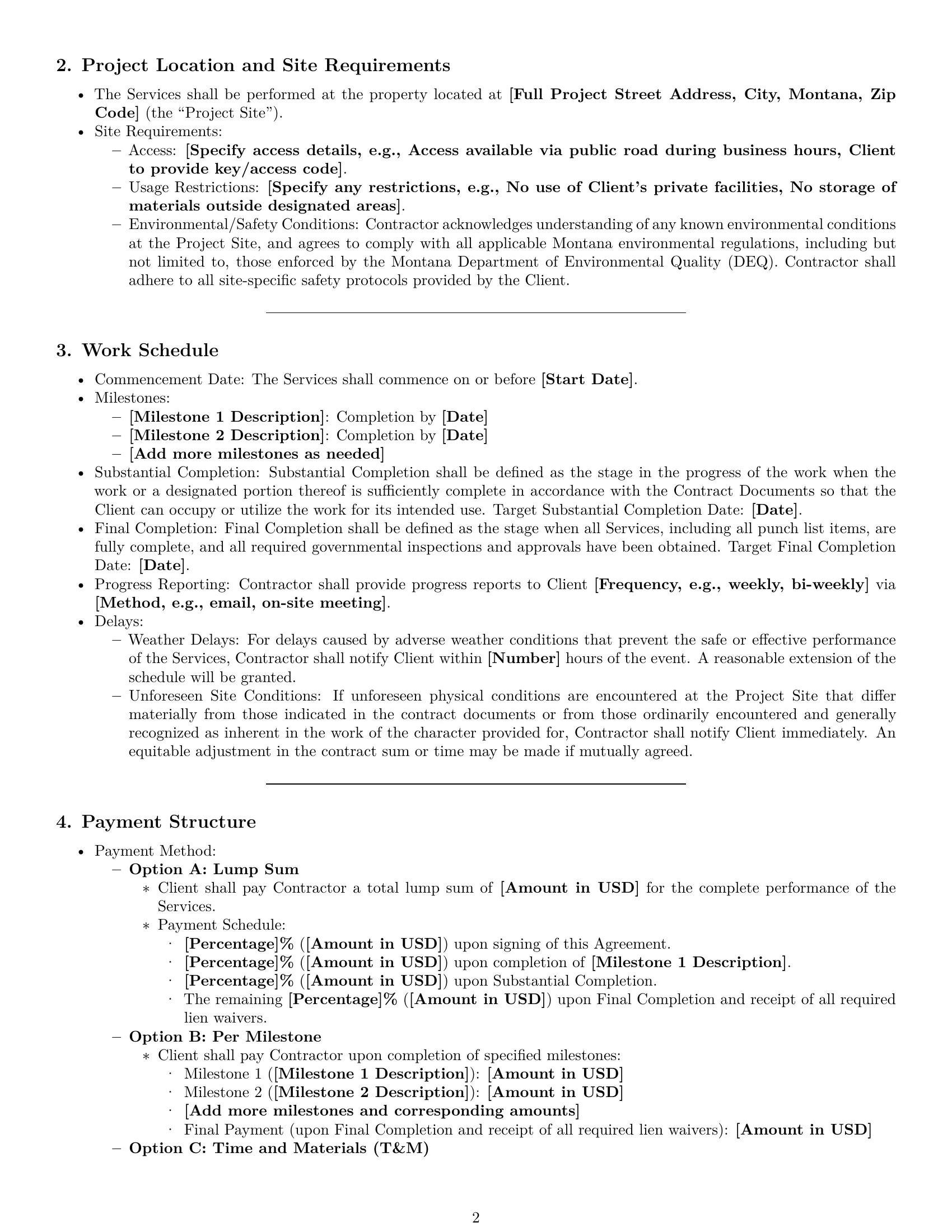 Preview page 2 of Pro Montana construction independent contractor agreement template