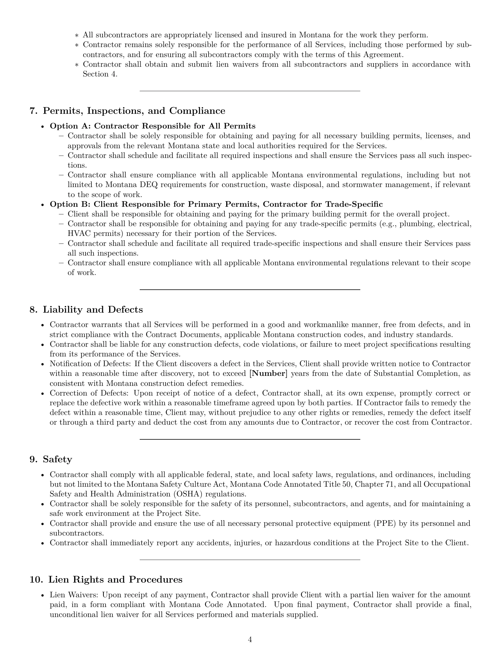 Preview page 4 of Pro Montana construction independent contractor agreement template