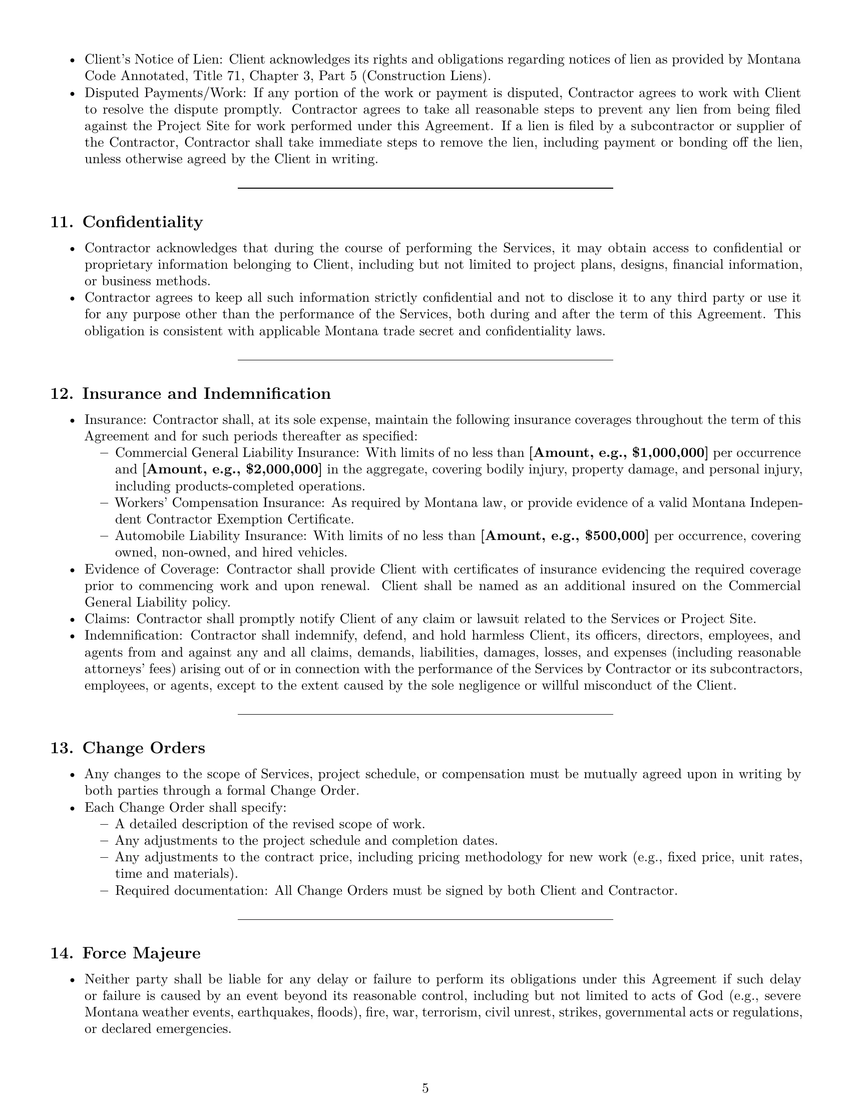 Preview page 5 of Pro Montana construction independent contractor agreement template