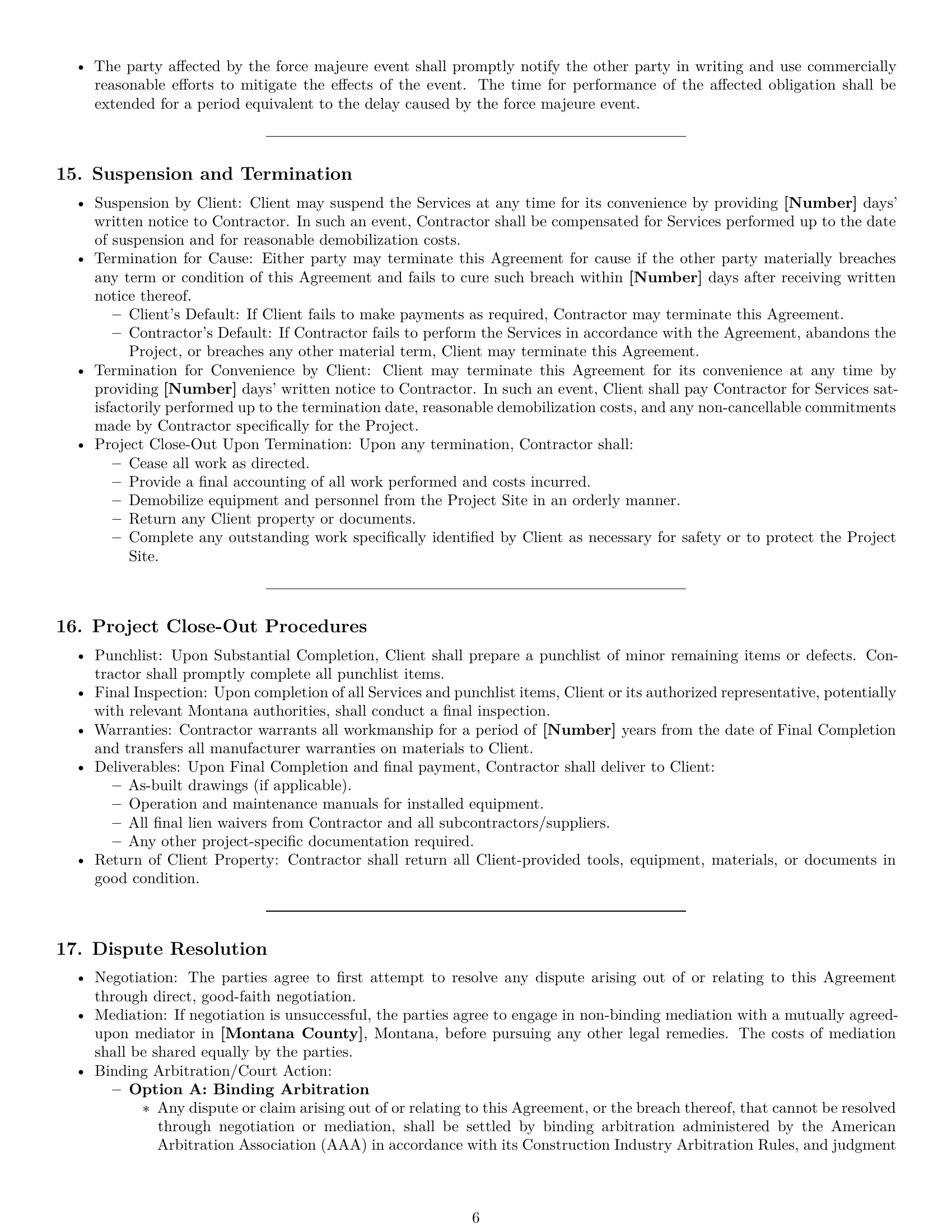 Preview page 6 of Pro Montana construction independent contractor agreement template
