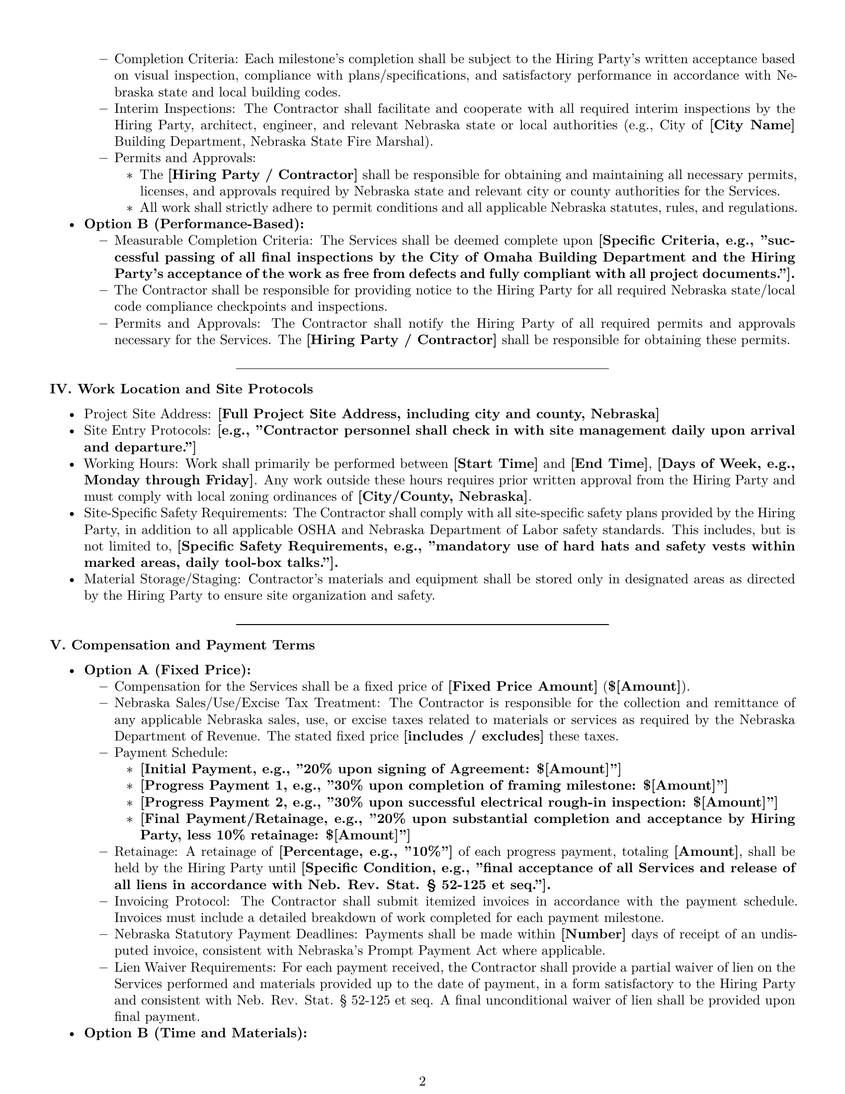 Preview page 2 of Pro Nebraska construction independent contractor agreement template
