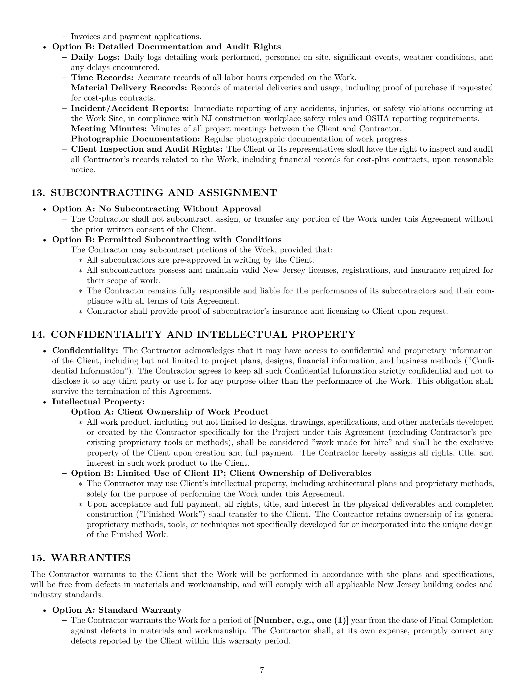 Preview page 7 of Pro New Jersey construction independent contractor agreement template