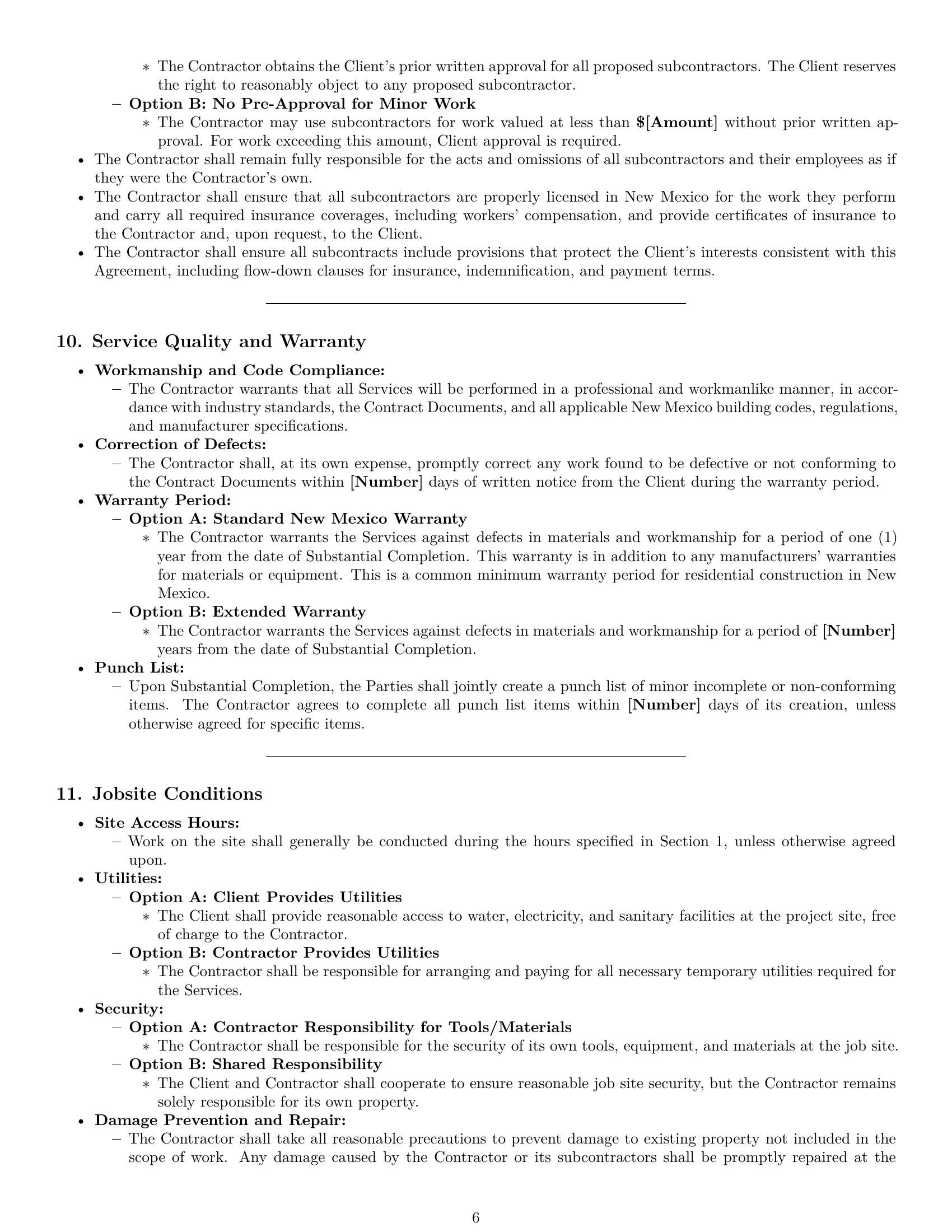 Preview page 6 of Pro New Mexico construction independent contractor agreement template