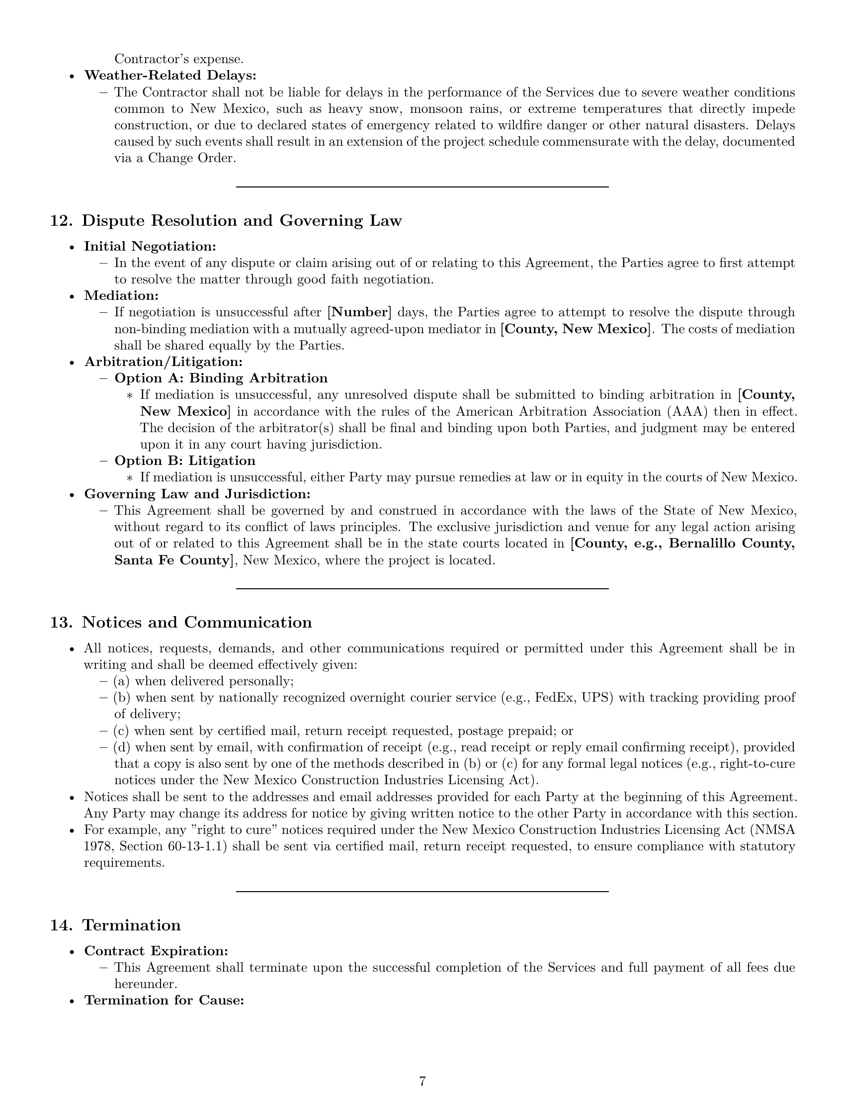 Preview page 7 of Pro New Mexico construction independent contractor agreement template