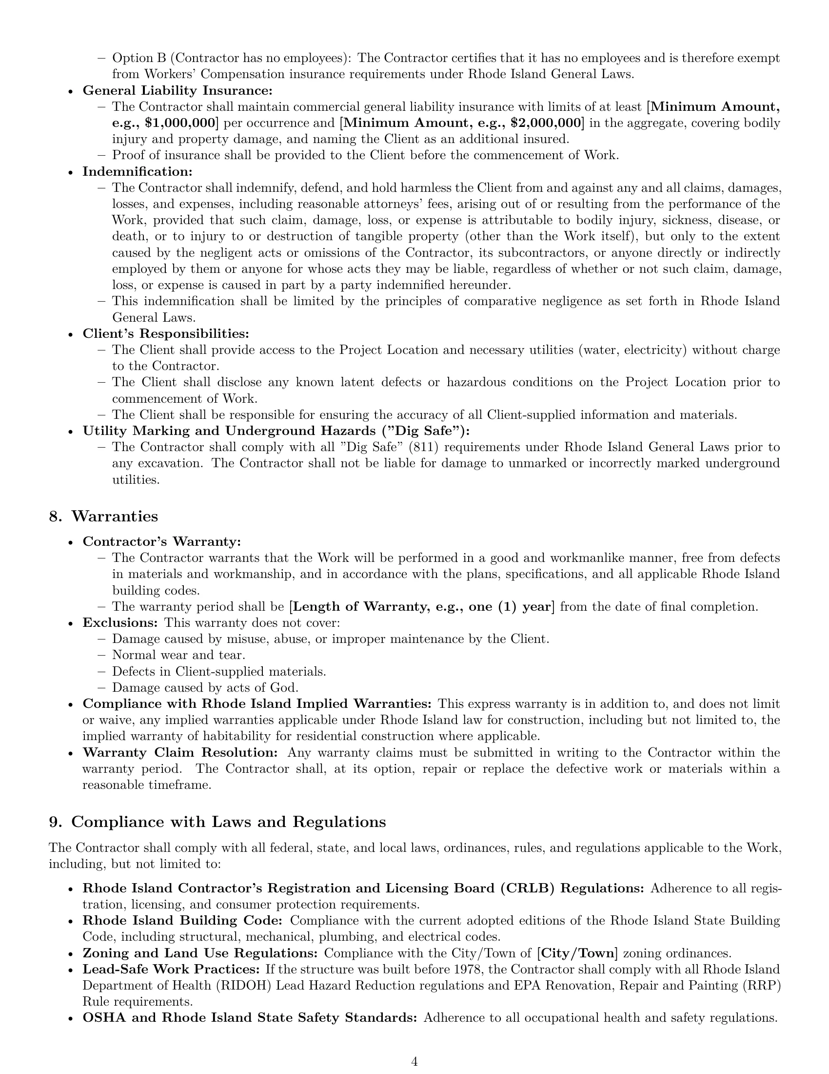 Preview page 4 of Pro Rhode Island construction independent contractor agreement template