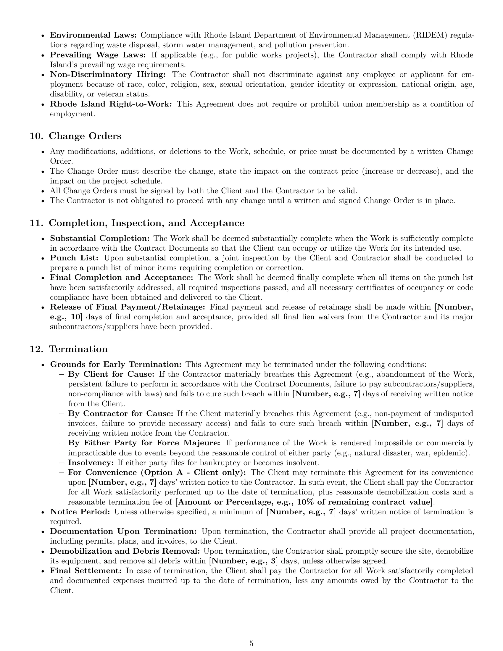 Preview page 5 of Pro Rhode Island construction independent contractor agreement template