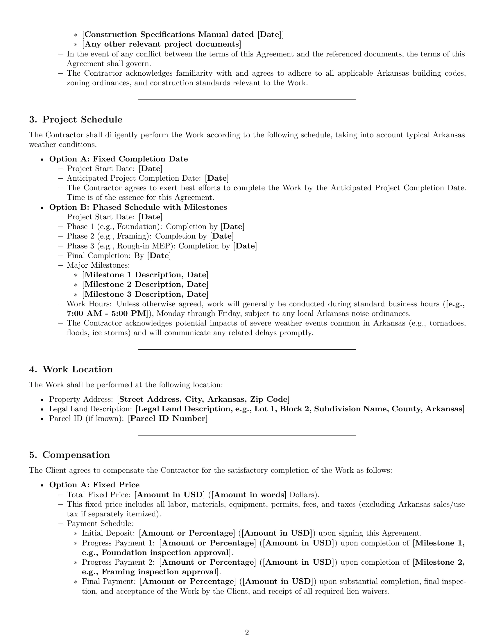 Preview page 2 of Pro Arkansas construction independent contractor agreement template