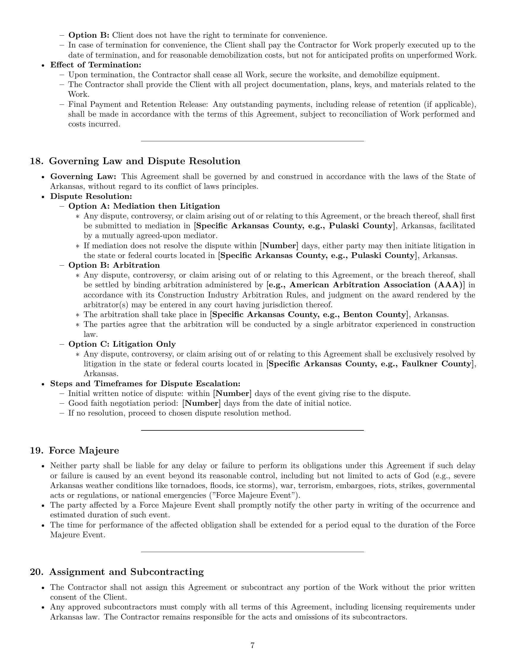 Preview page 7 of Pro Arkansas construction independent contractor agreement template