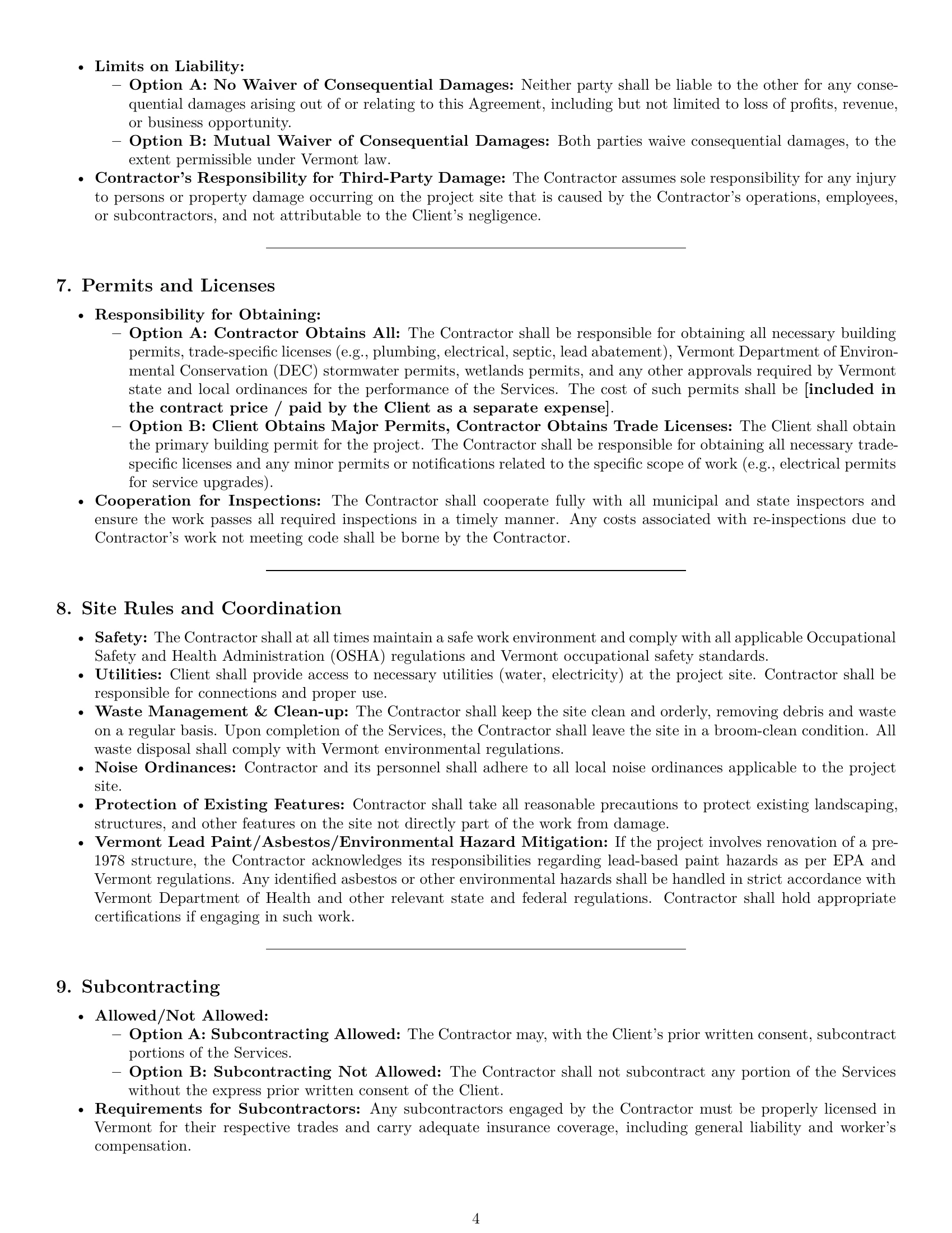 Preview page 4 of Pro Vermont construction independent contractor agreement template