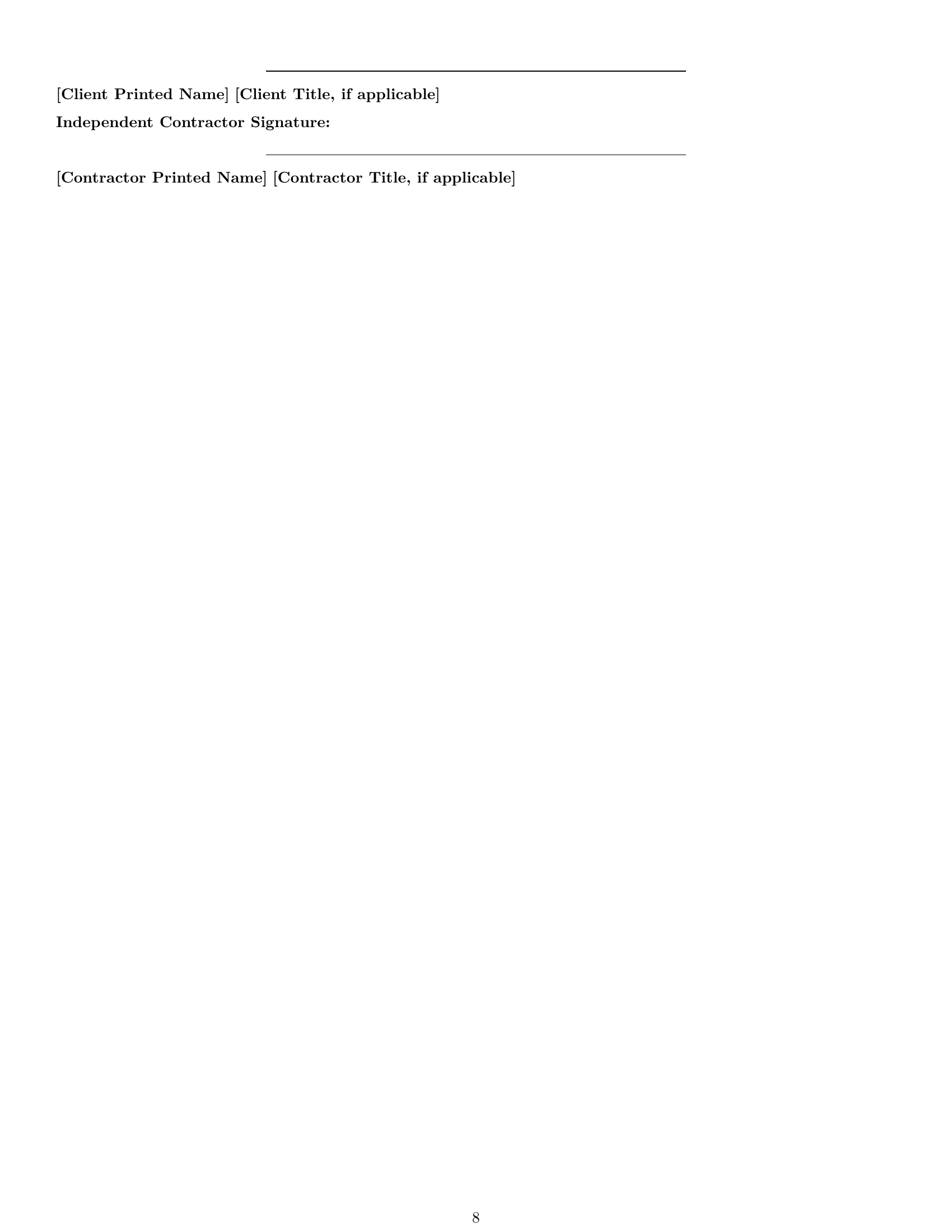 Preview page 8 of Pro Washington construction independent contractor agreement template