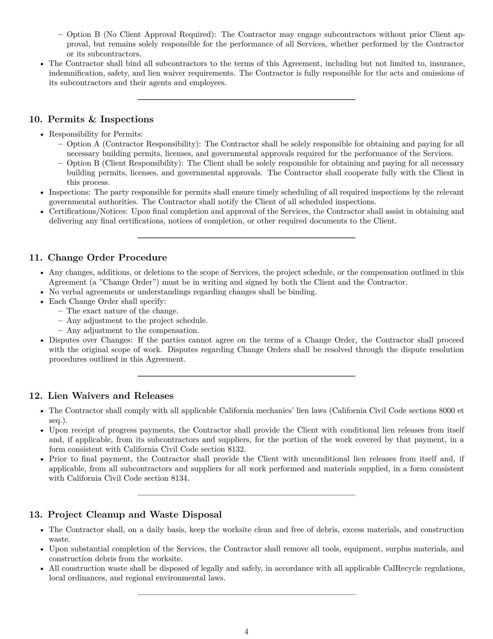 Preview page 4 of Pro California construction independent contractor agreement template