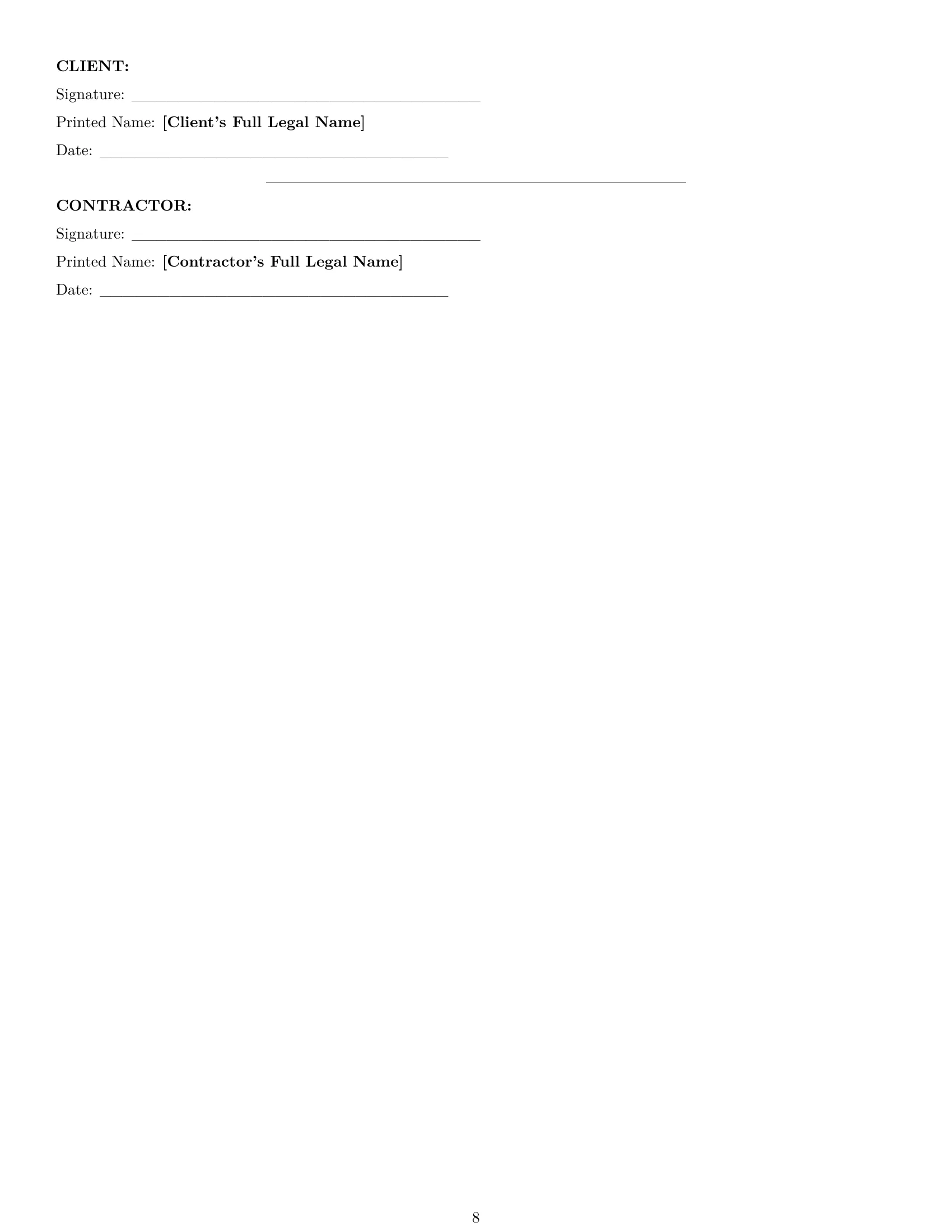 Preview page 8 of Pro California construction independent contractor agreement template