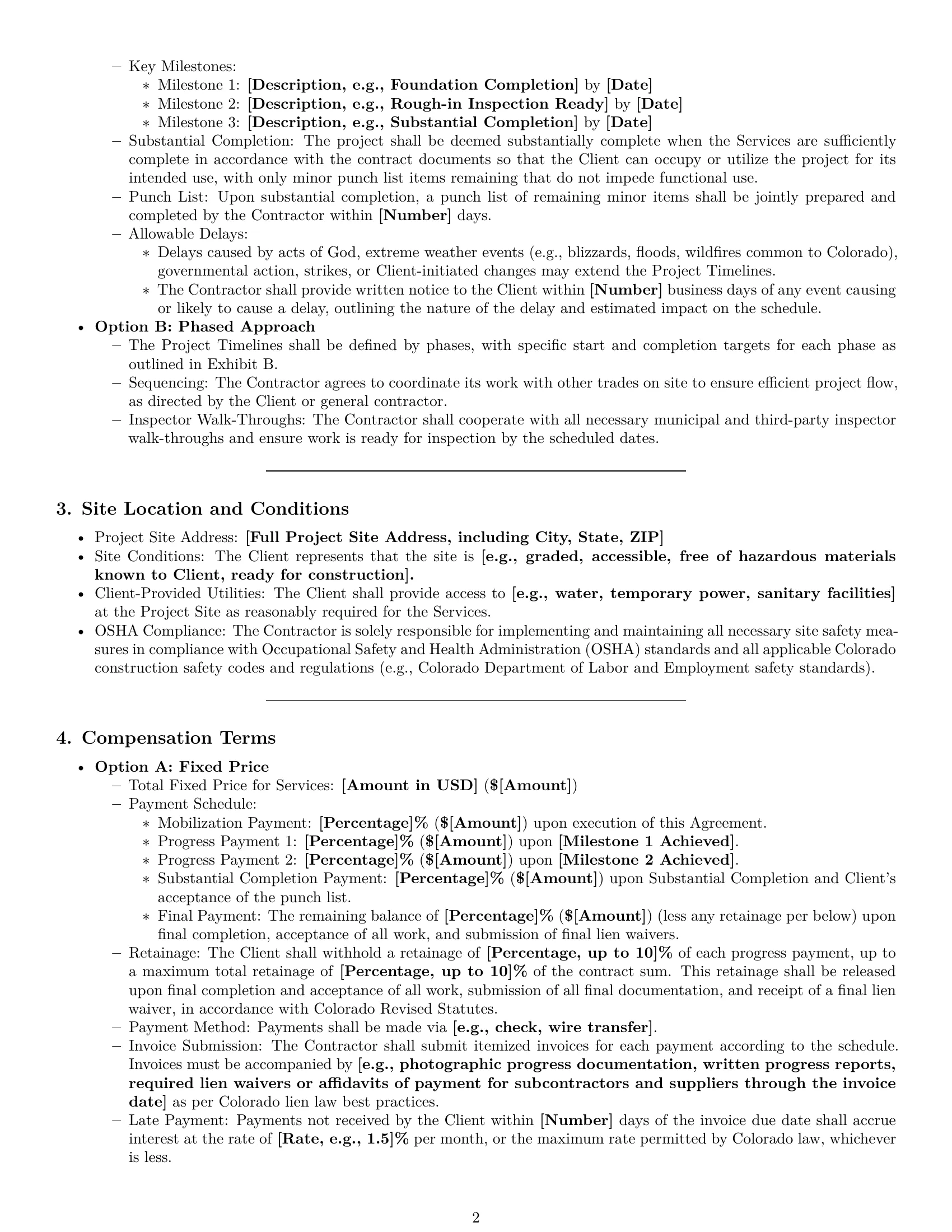 Preview page 2 of Pro Colorado construction independent contractor agreement template