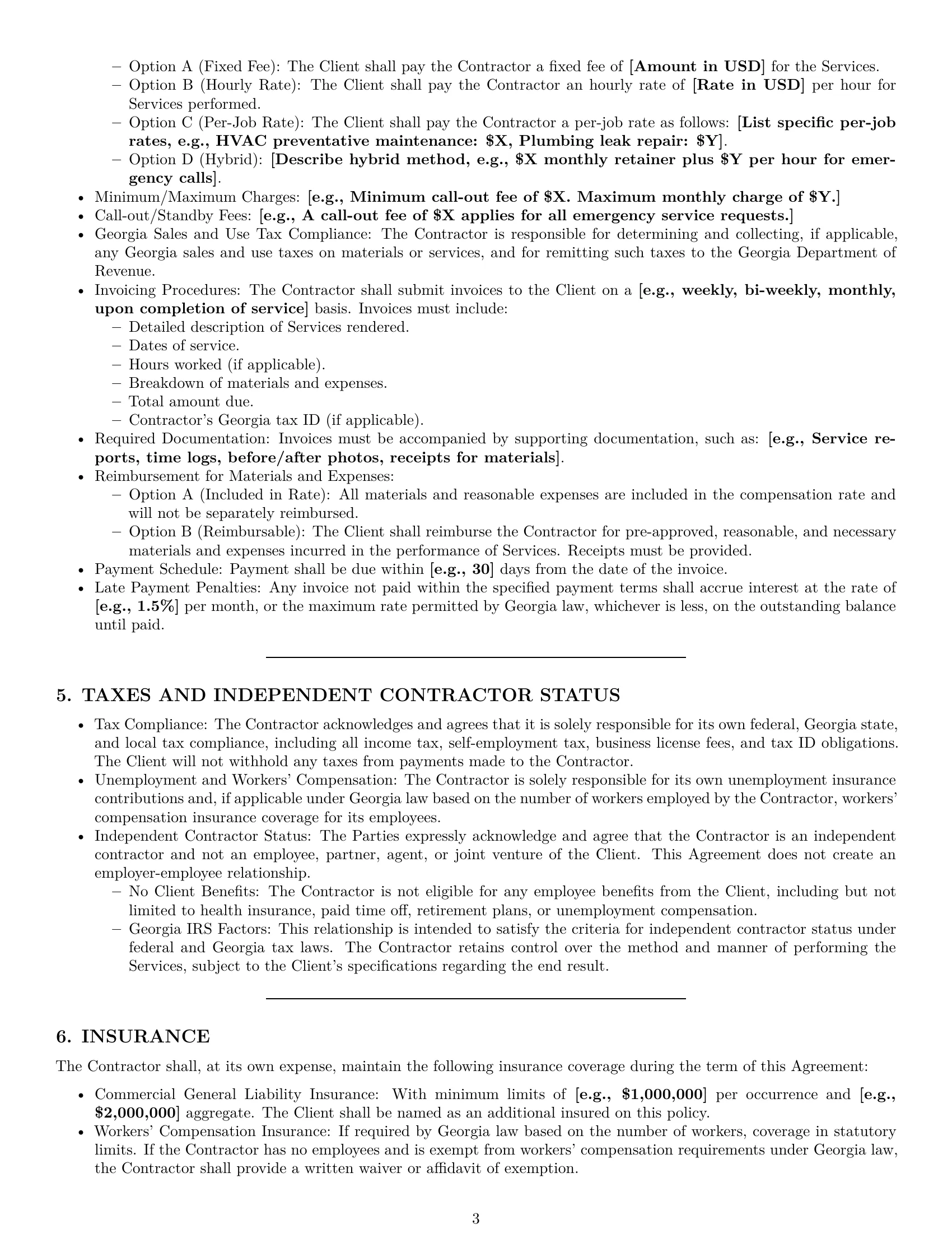 Preview page 3 of Pro Georgia maintenance independent contractor agreement template
