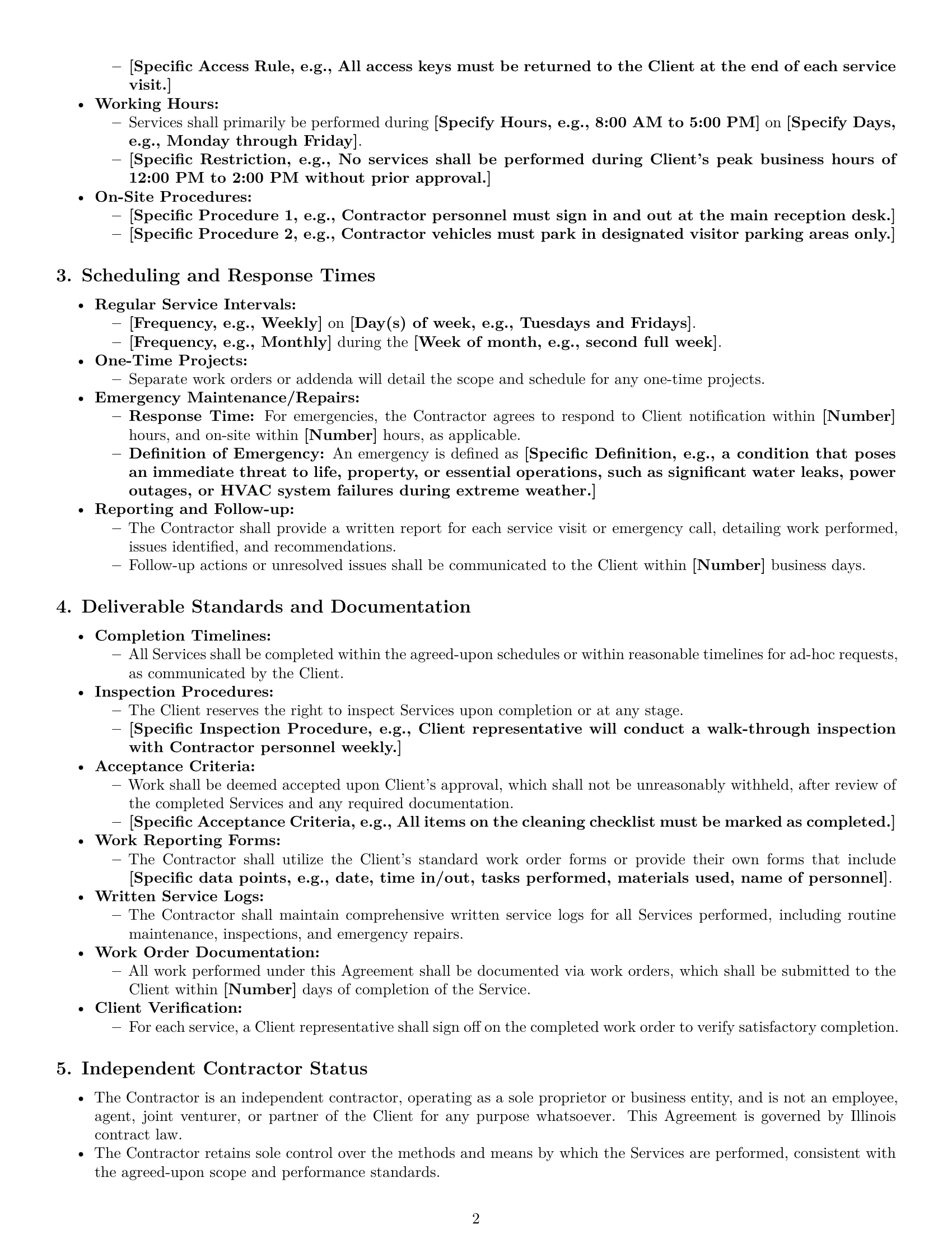 Preview page 2 of Pro Illinois maintenance independent contractor agreement template