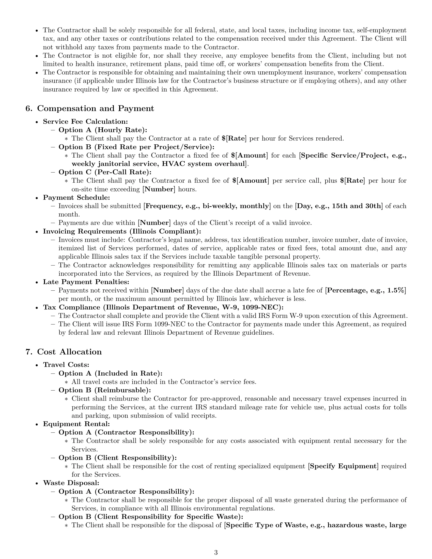Preview page 3 of Pro Illinois maintenance independent contractor agreement template