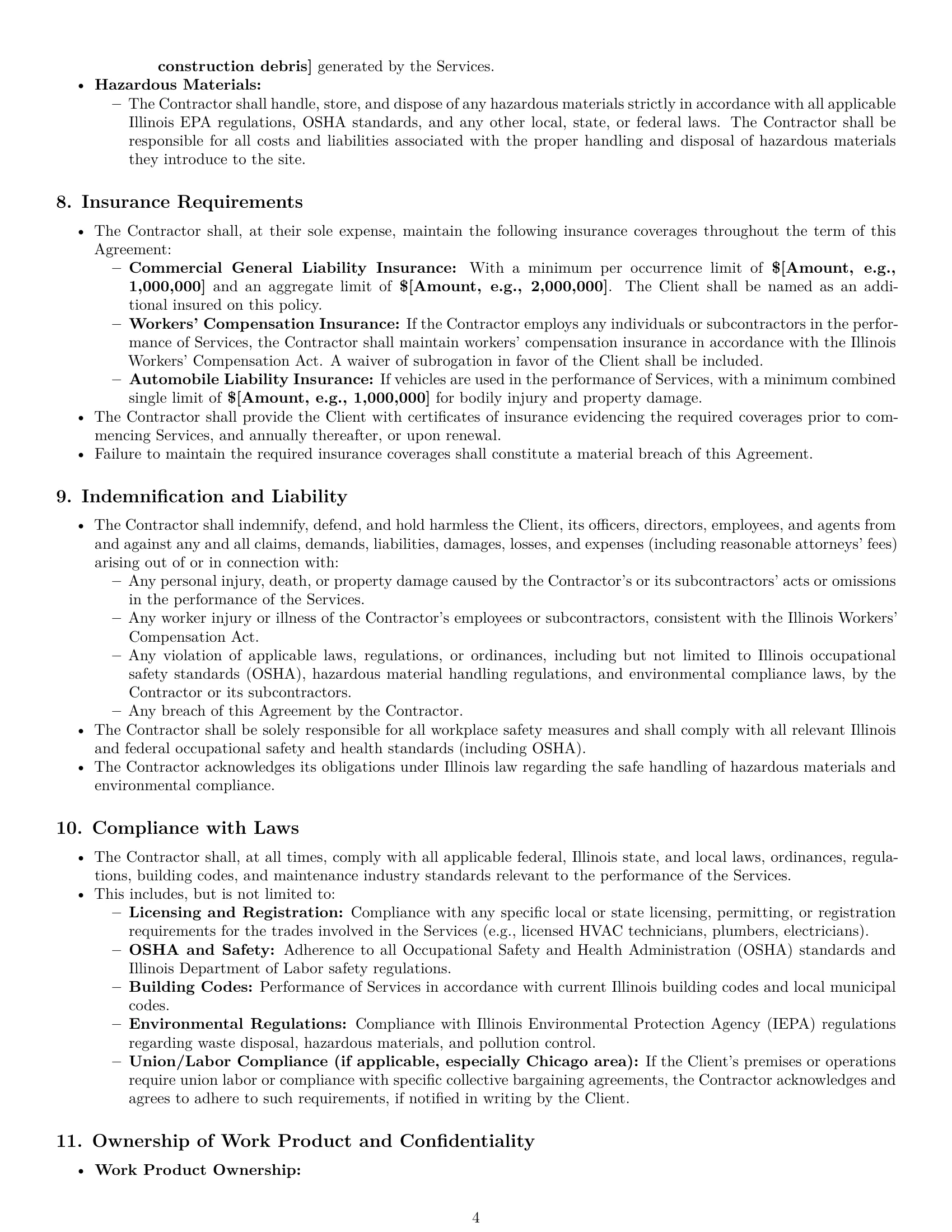 Preview page 4 of Pro Illinois maintenance independent contractor agreement template