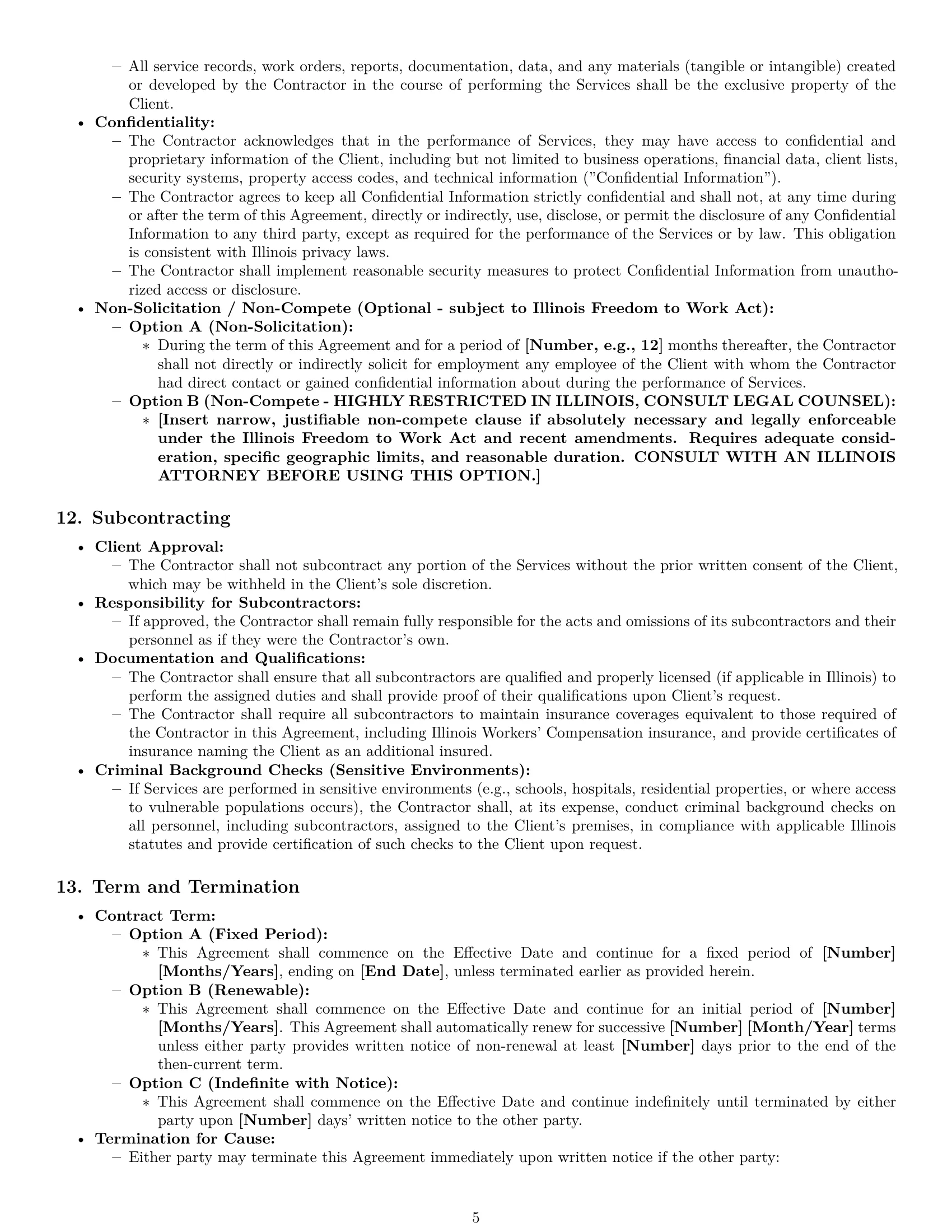 Preview page 5 of Pro Illinois maintenance independent contractor agreement template