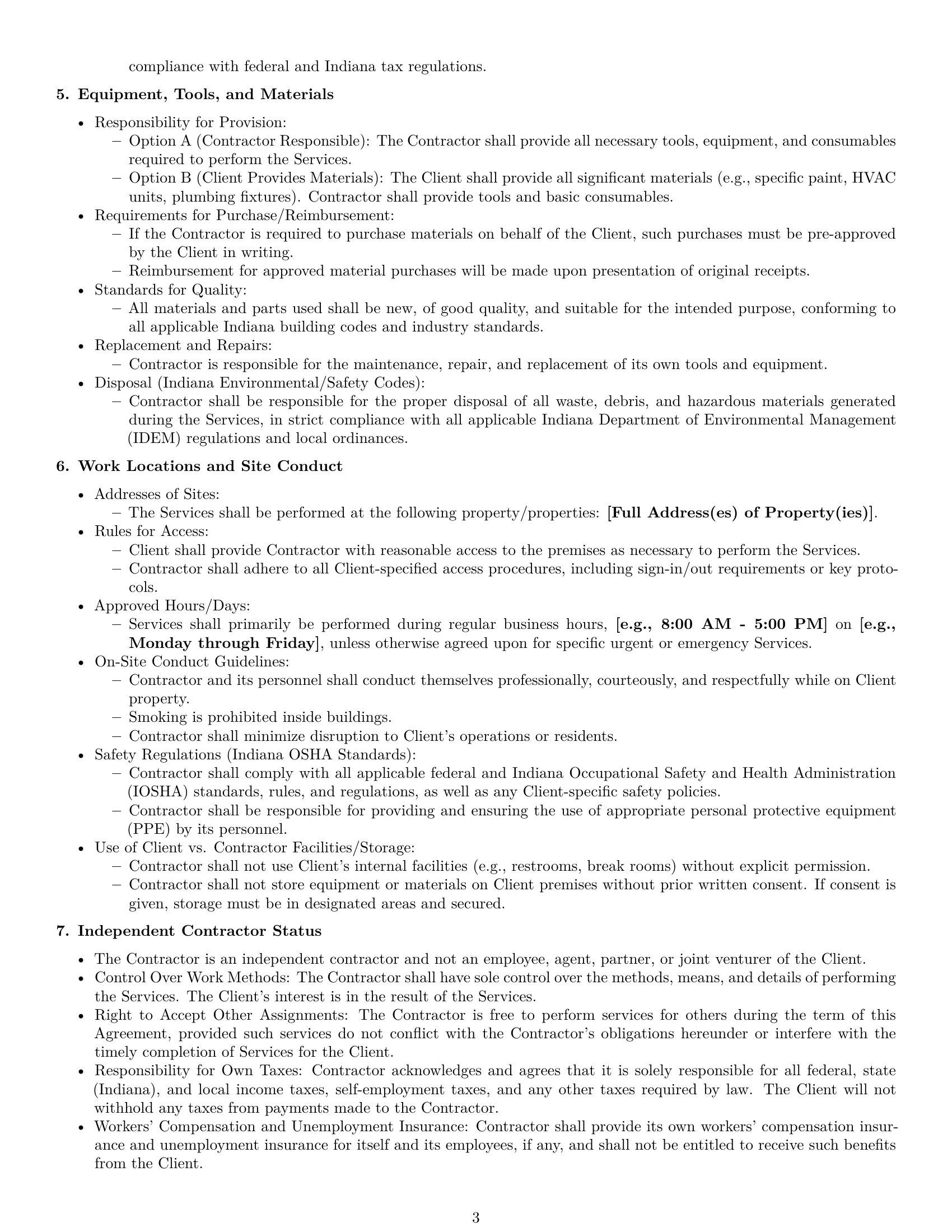 Preview page 3 of Pro Indiana maintenance independent contractor agreement template
