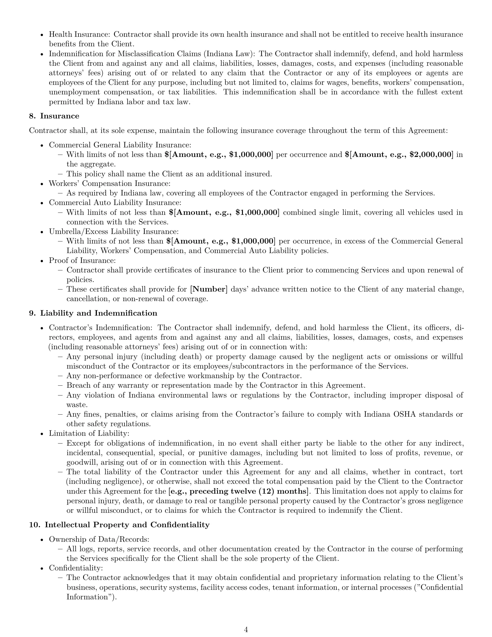 Preview page 4 of Pro Indiana maintenance independent contractor agreement template
