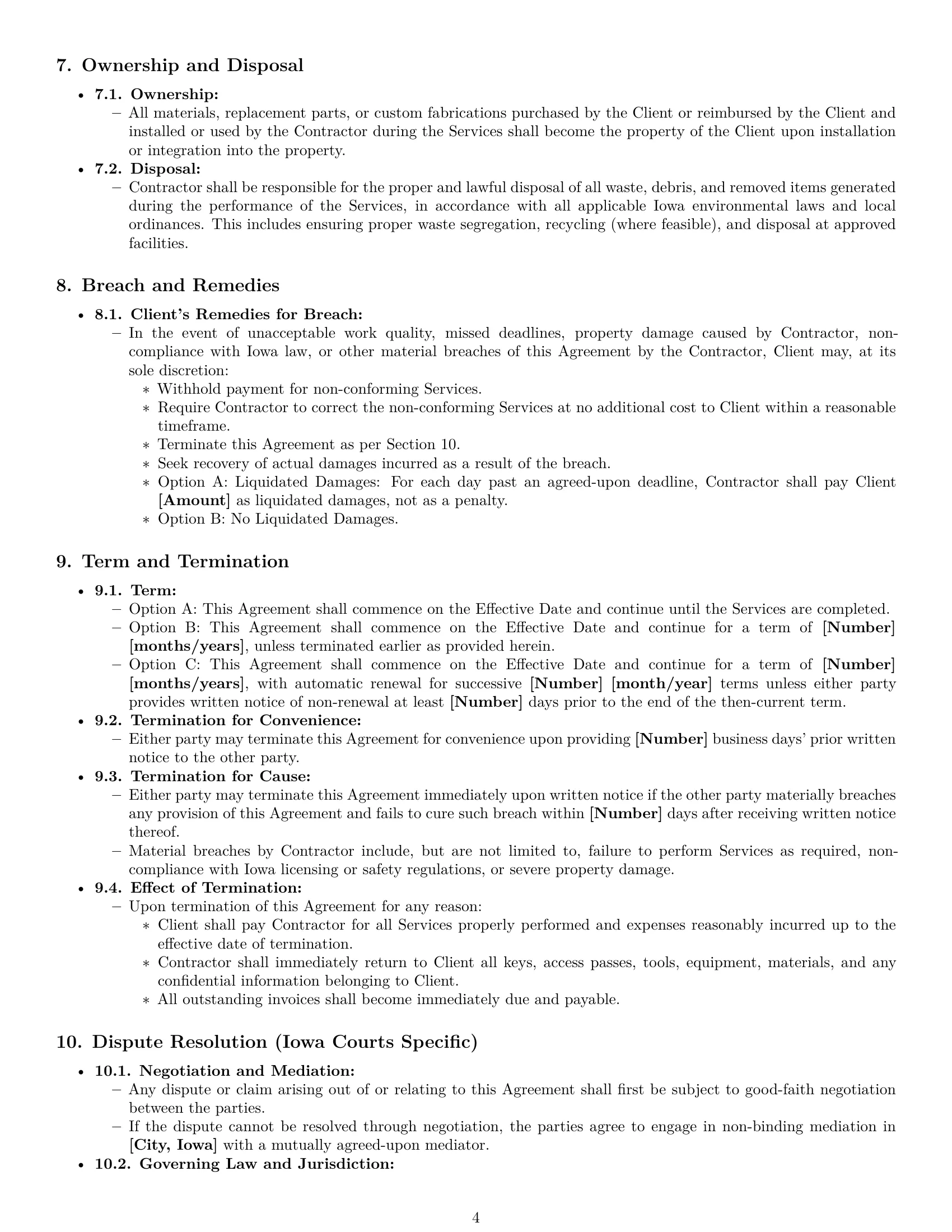 Preview page 4 of Pro Iowa maintenance independent contractor agreement template