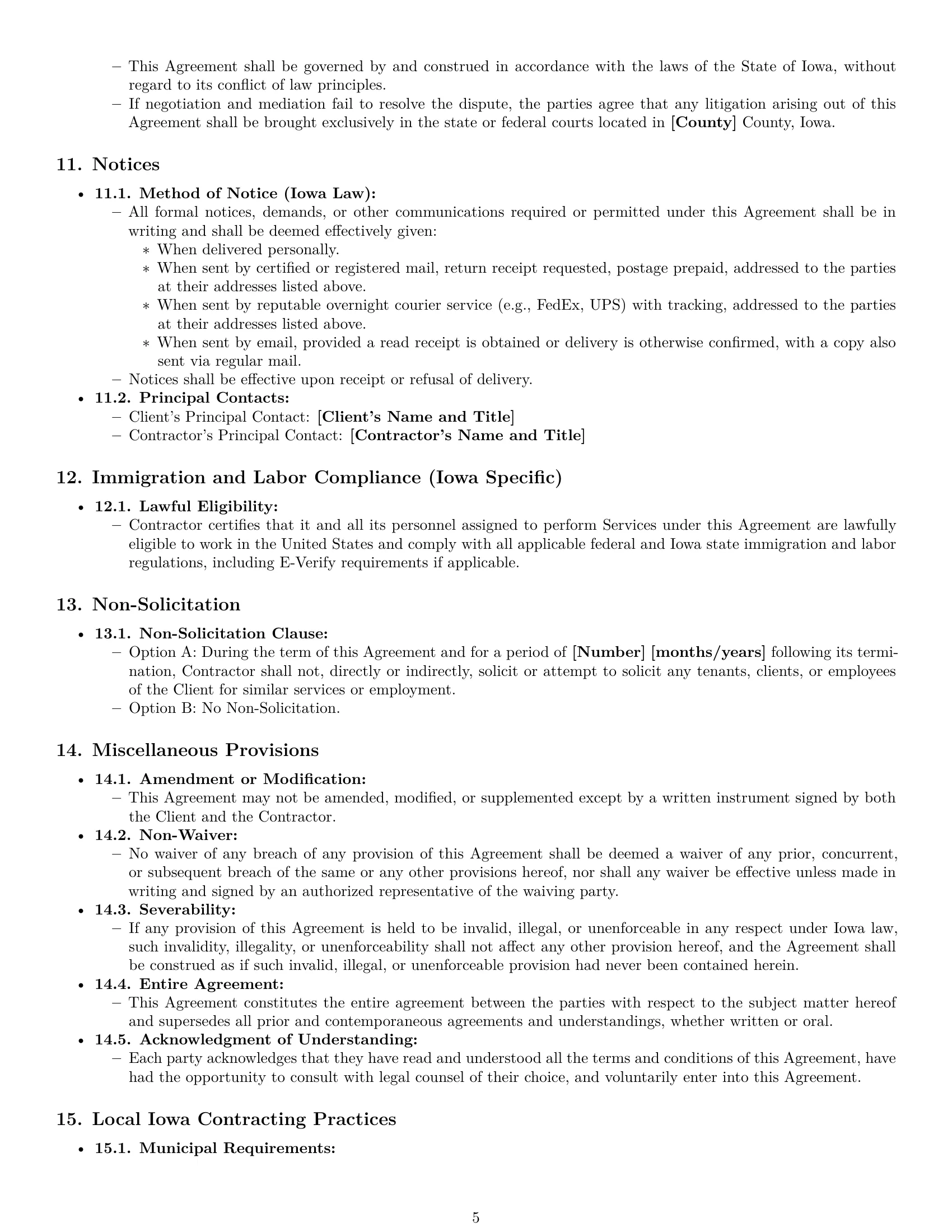 Preview page 5 of Pro Iowa maintenance independent contractor agreement template