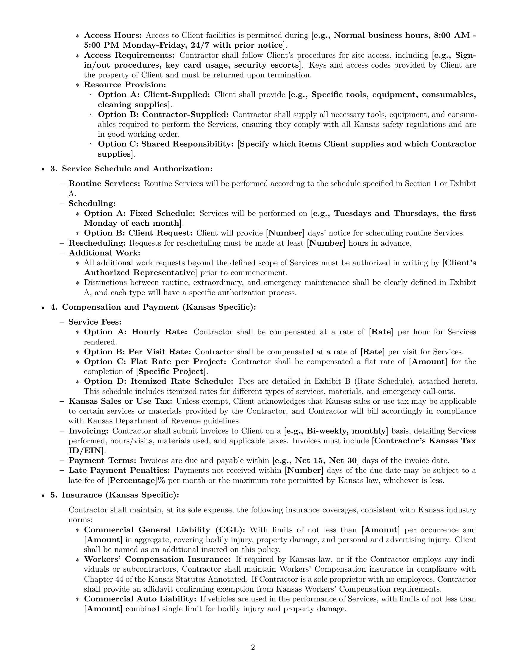 Preview page 2 of Pro Kansas maintenance independent contractor agreement template