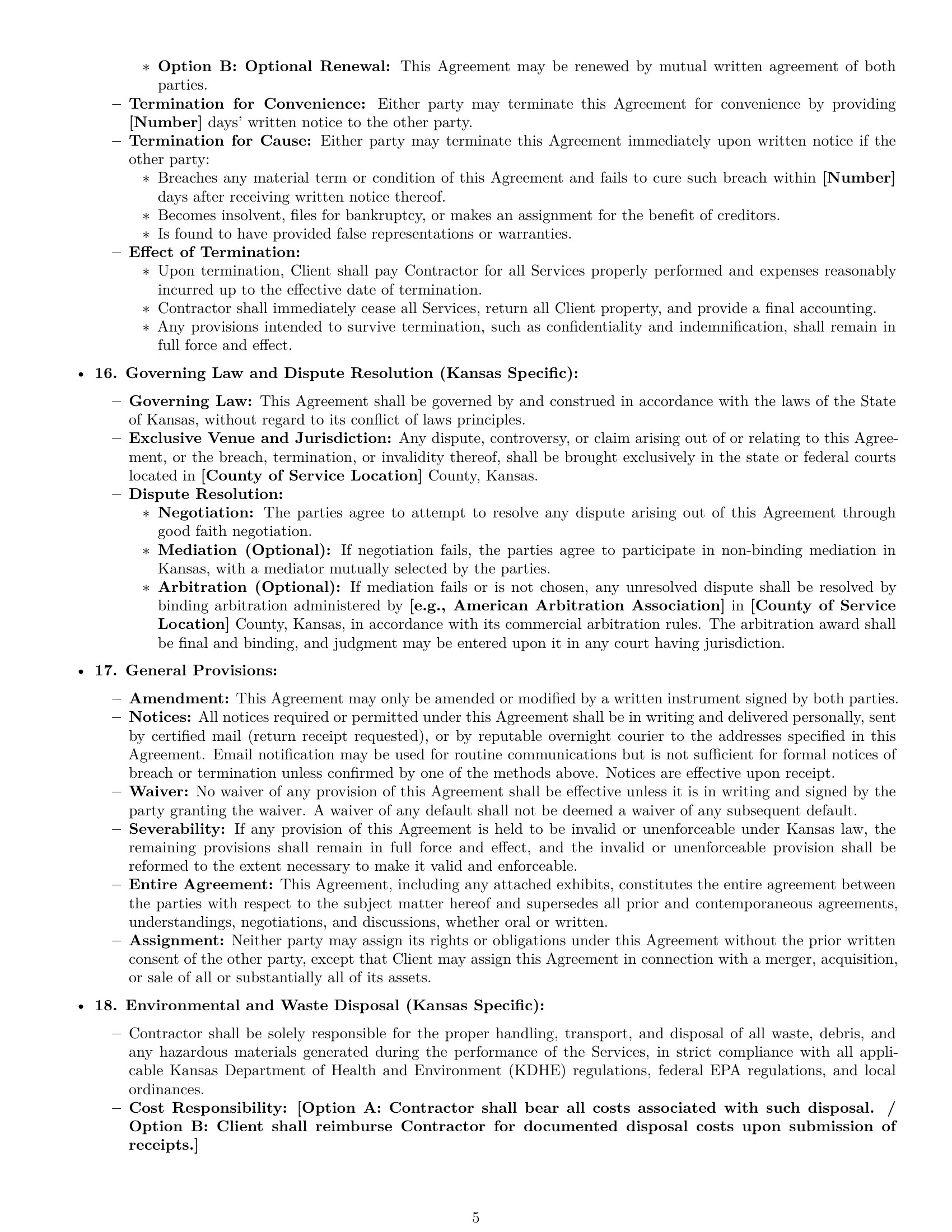 Preview page 5 of Pro Kansas maintenance independent contractor agreement template
