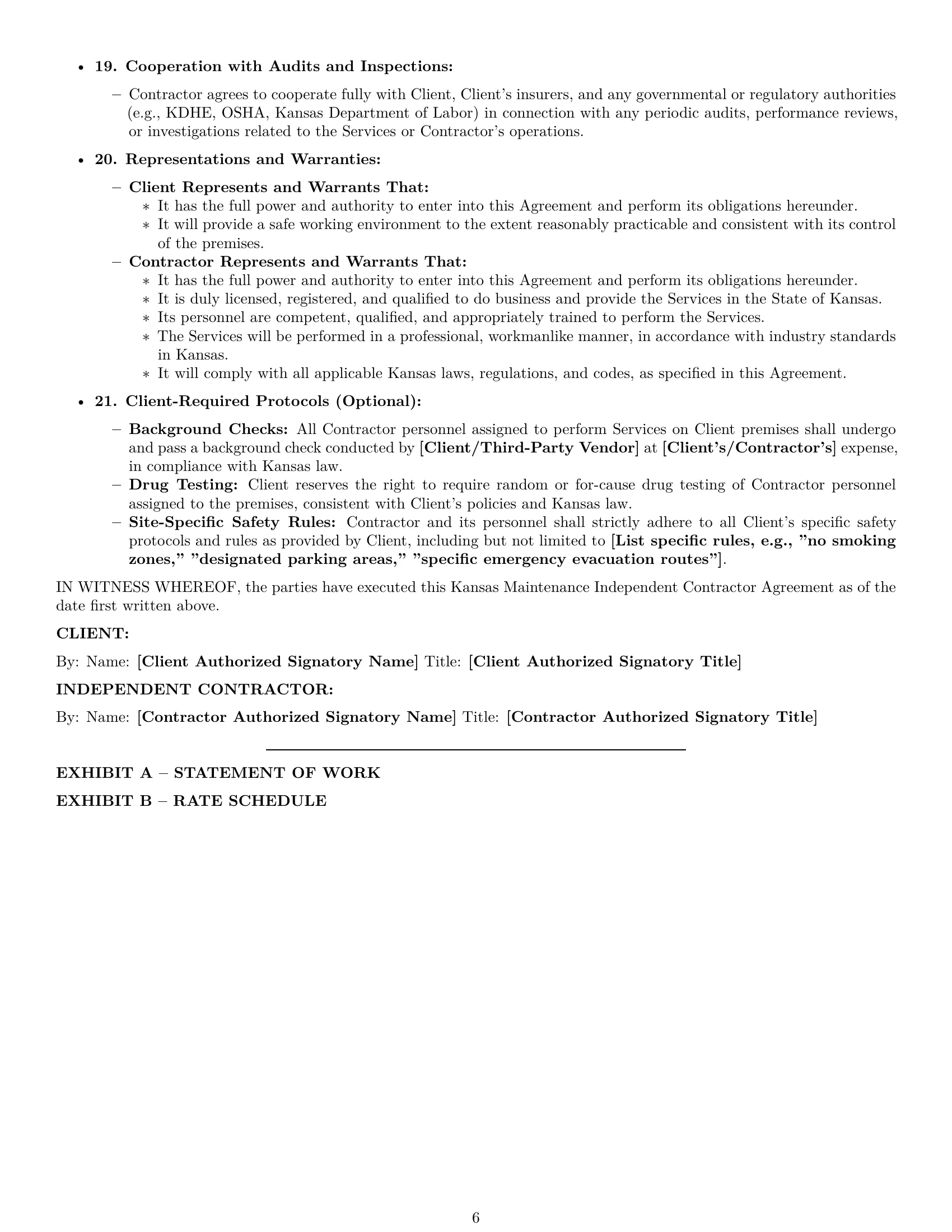 Preview page 6 of Pro Kansas maintenance independent contractor agreement template