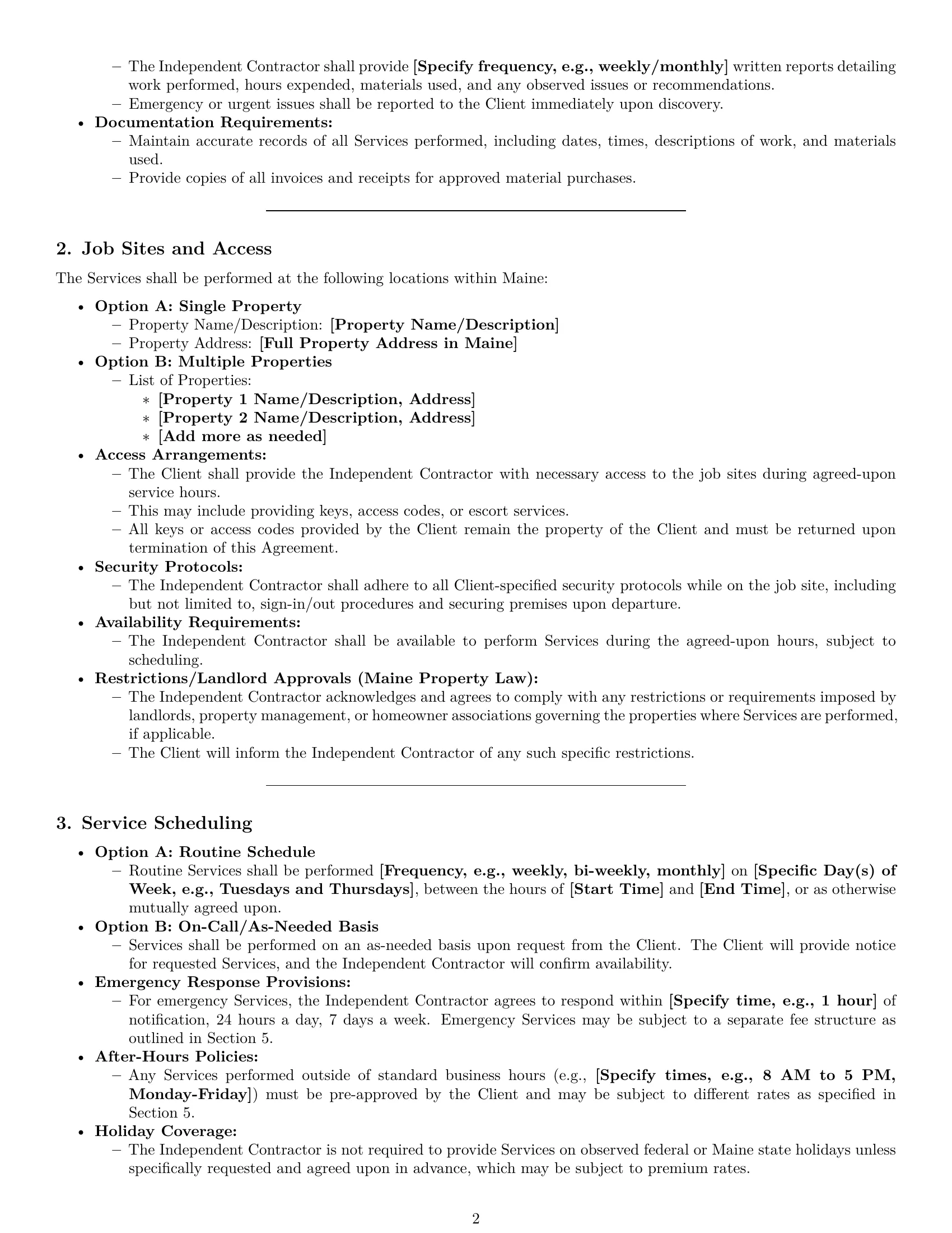 Preview page 2 of Pro Maine maintenance independent contractor agreement template