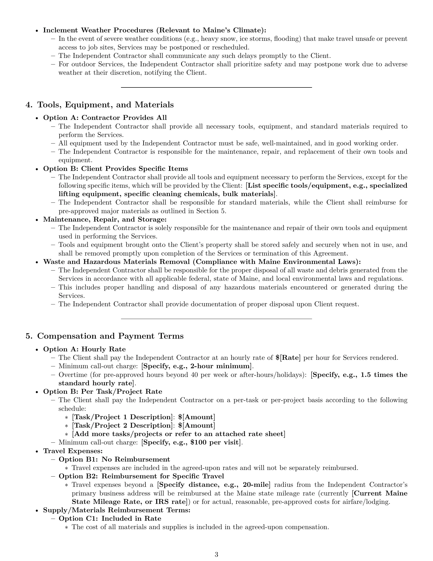 Preview page 3 of Pro Maine maintenance independent contractor agreement template