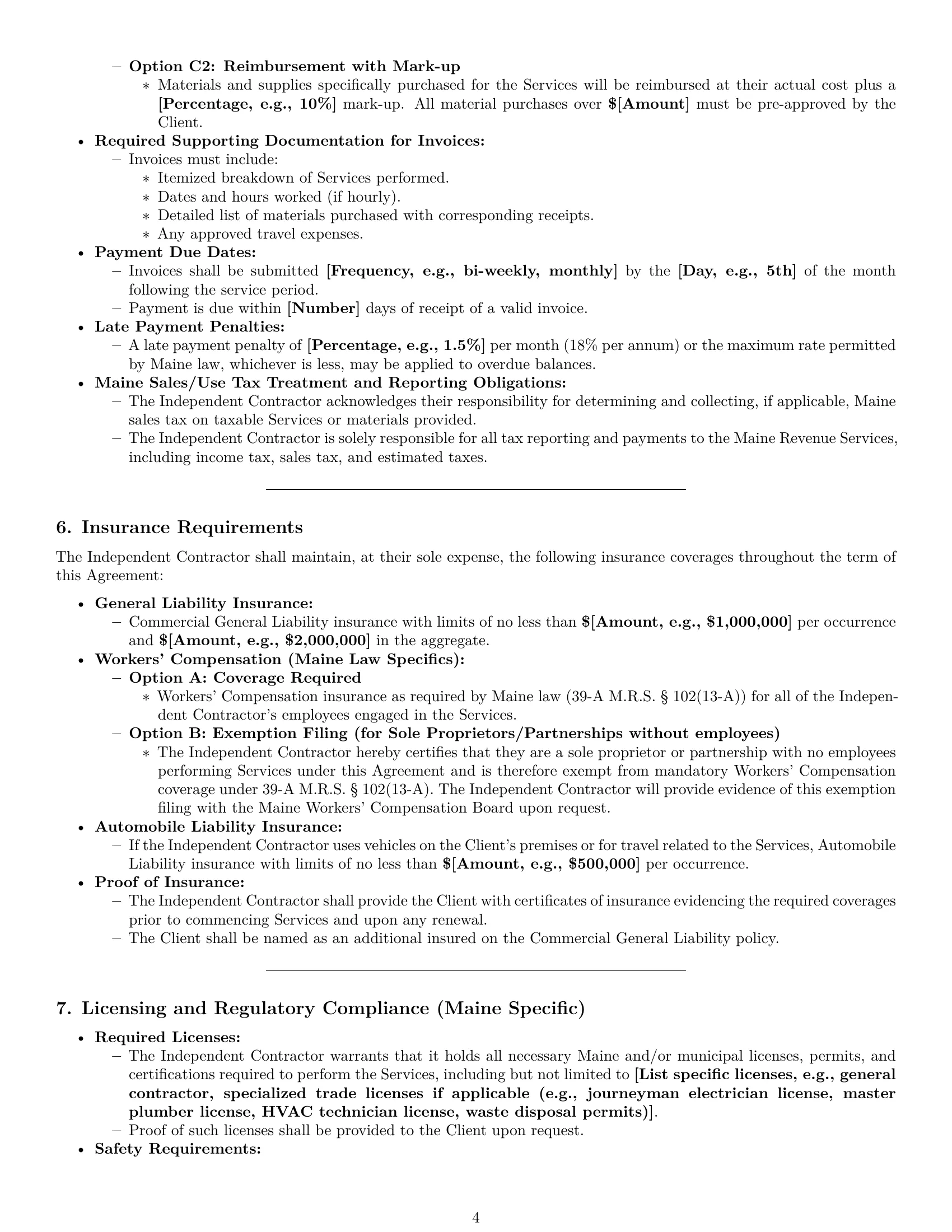 Preview page 4 of Pro Maine maintenance independent contractor agreement template