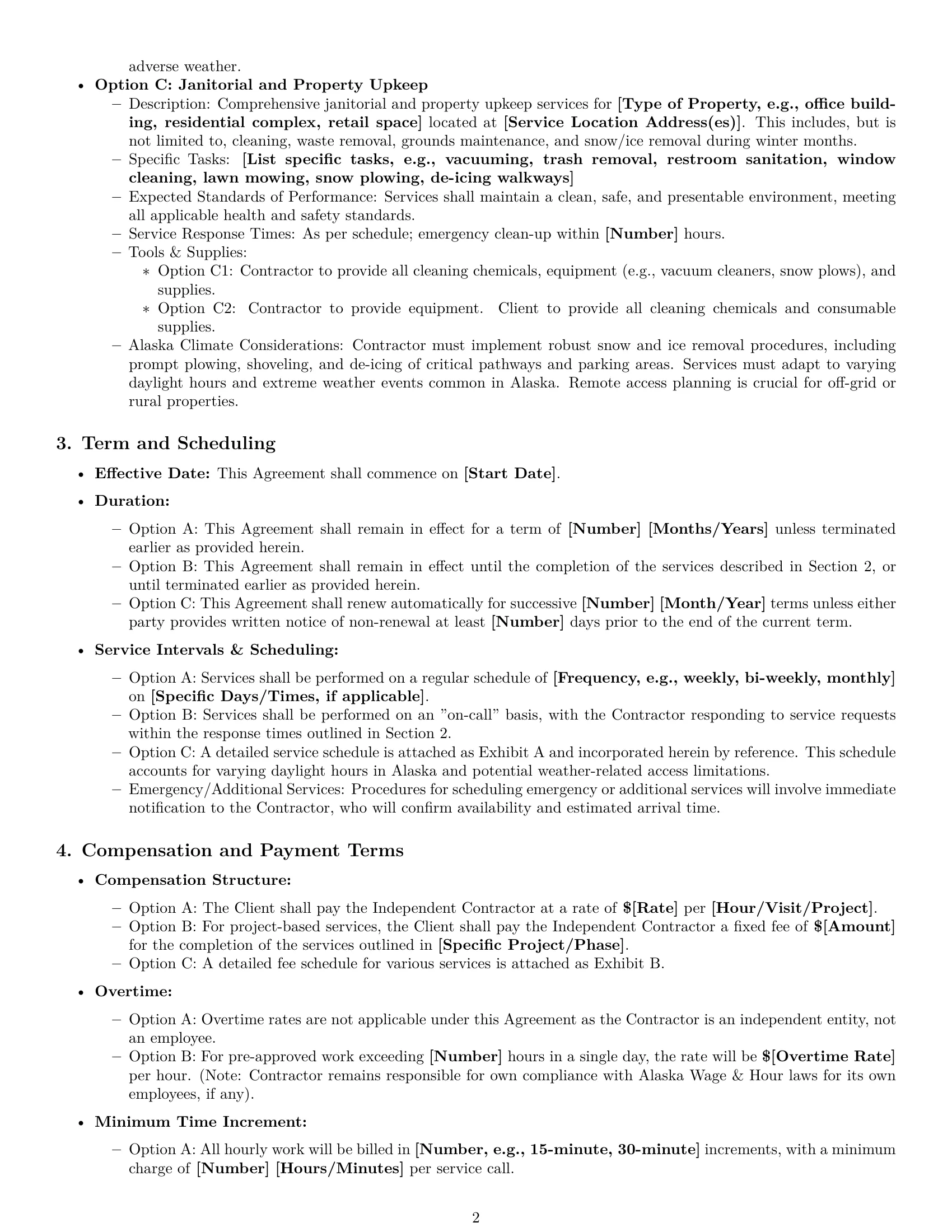 Preview page 2 of Pro Alaska maintenance independent contractor agreement template
