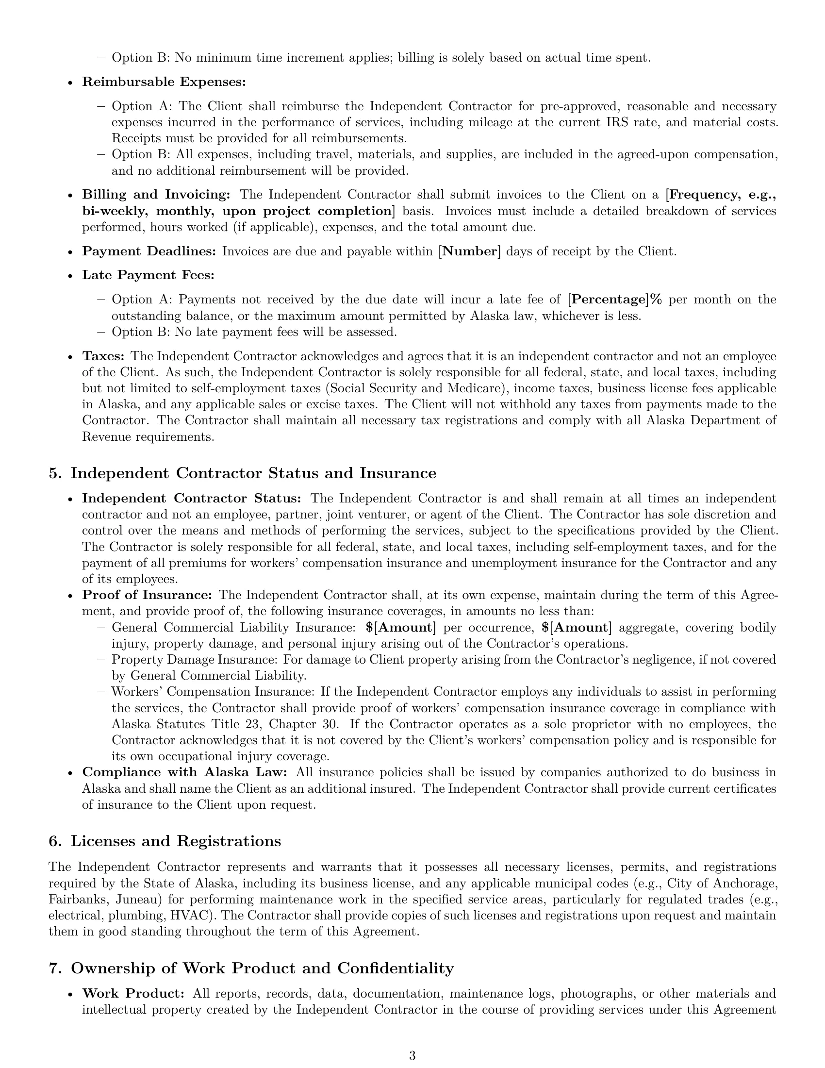 Preview page 3 of Pro Alaska maintenance independent contractor agreement template