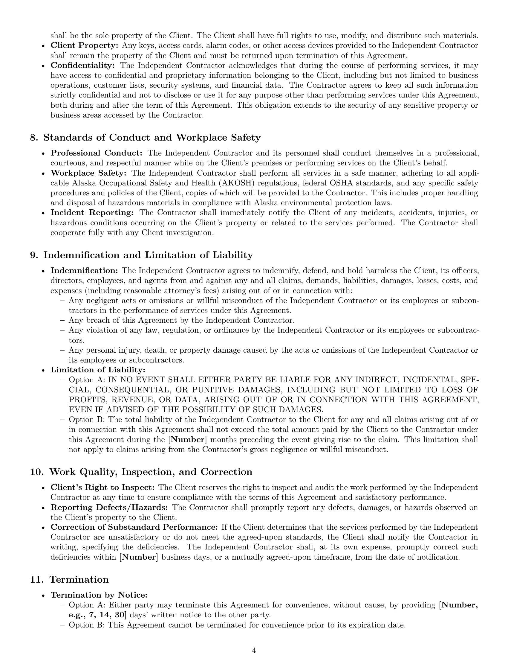 Preview page 4 of Pro Alaska maintenance independent contractor agreement template