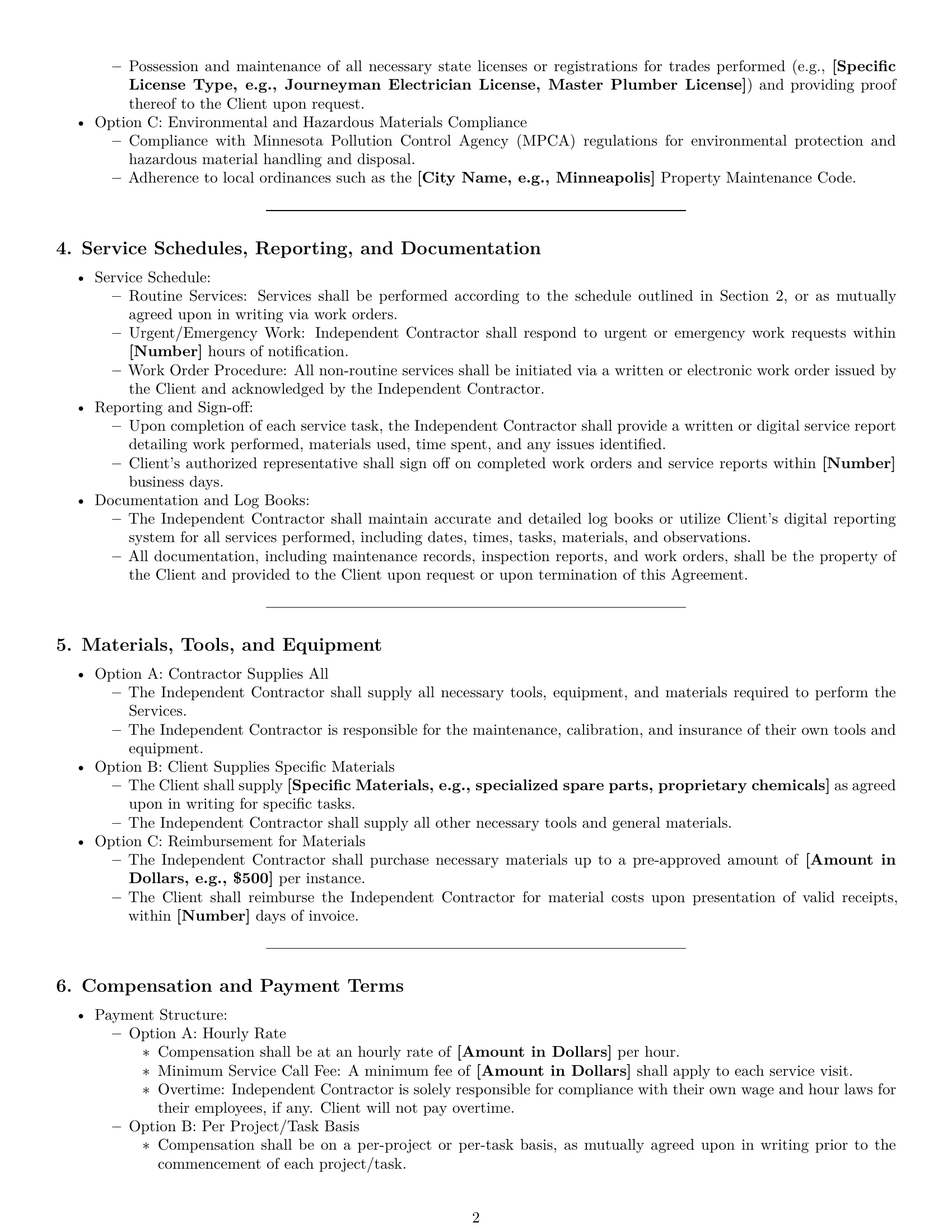 Preview page 2 of Pro Minnesota maintenance independent contractor agreement template