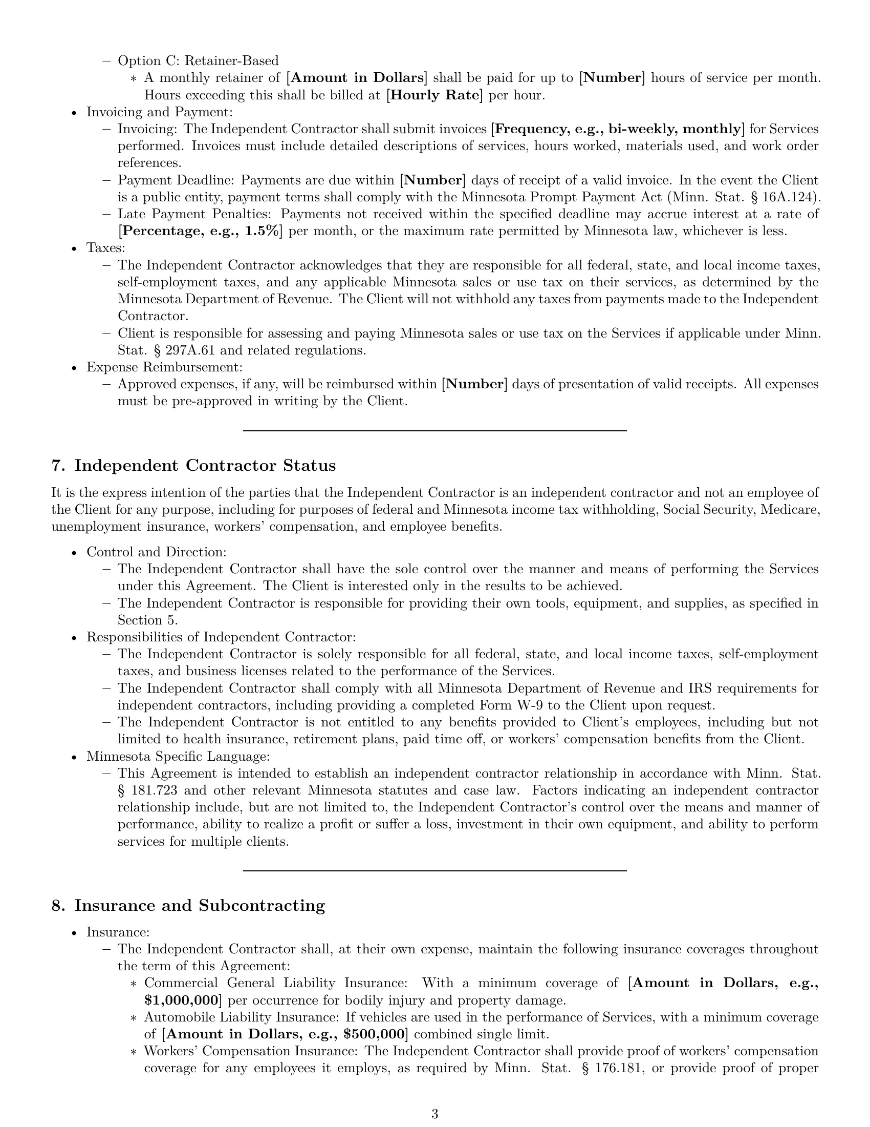 Preview page 3 of Pro Minnesota maintenance independent contractor agreement template