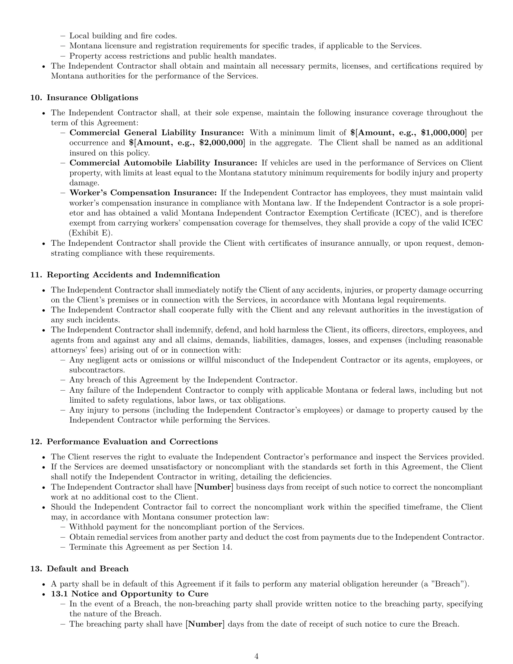 Preview page 4 of Pro Montana maintenance independent contractor agreement template