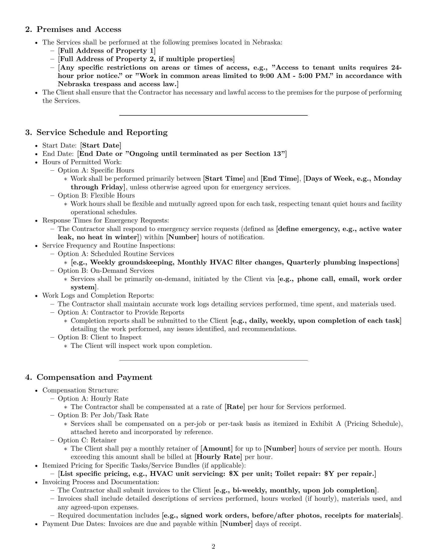 Preview page 2 of Pro Nebraska maintenance independent contractor agreement template