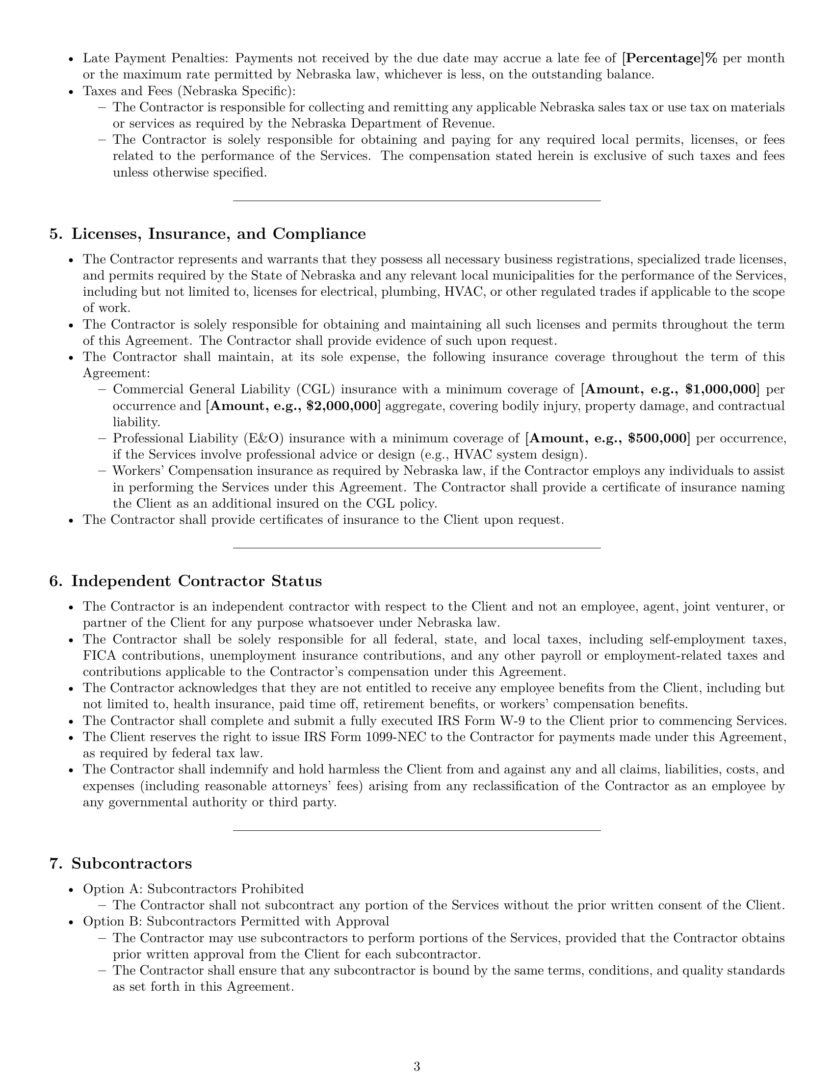 Preview page 3 of Pro Nebraska maintenance independent contractor agreement template