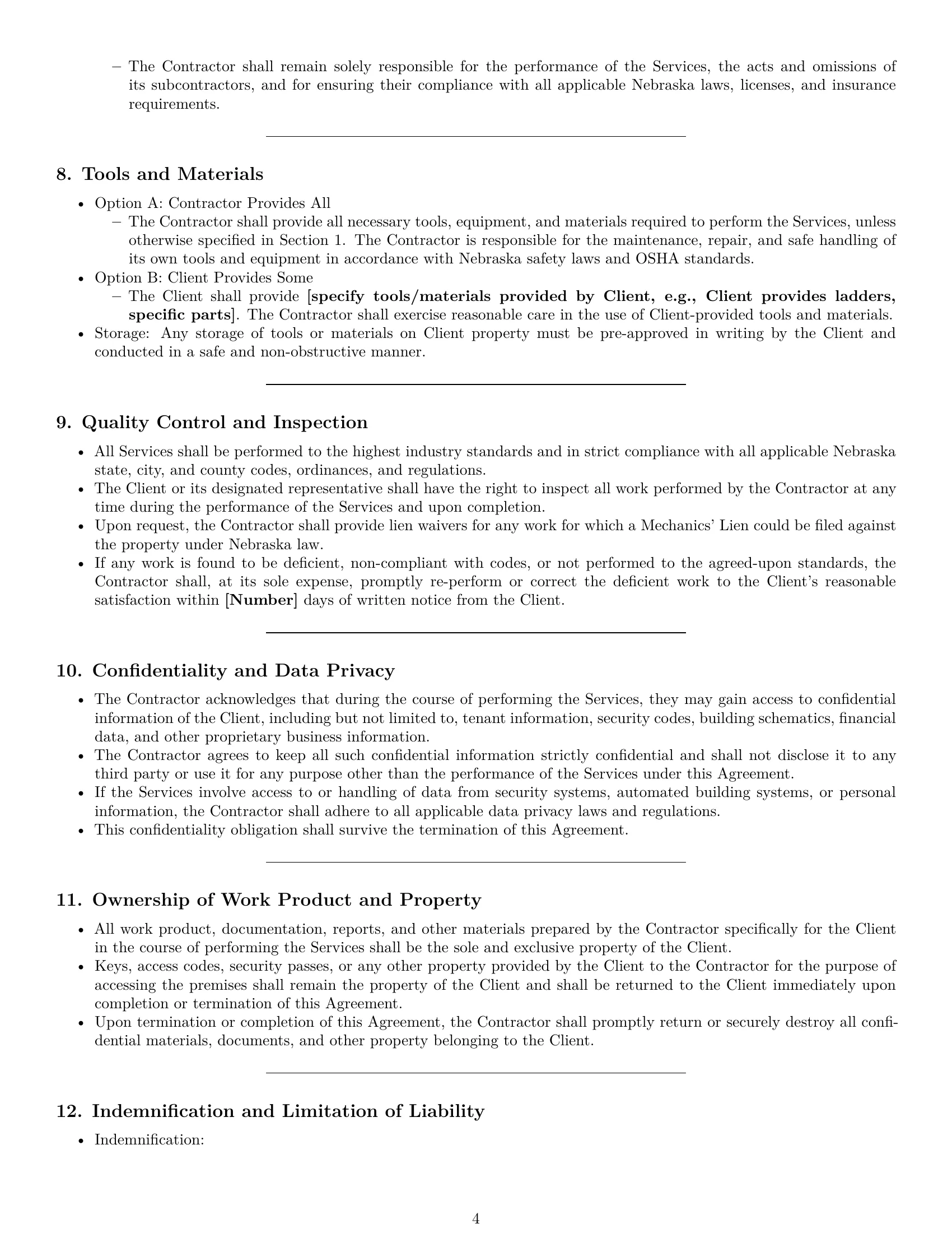 Preview page 4 of Pro Nebraska maintenance independent contractor agreement template