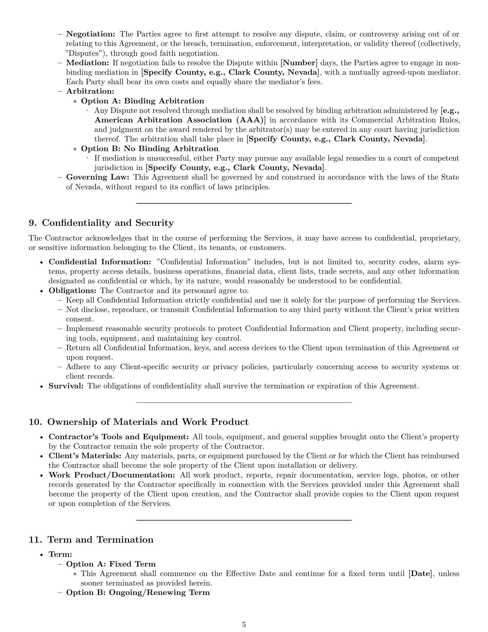 Preview page 5 of Pro Nevada maintenance independent contractor agreement template